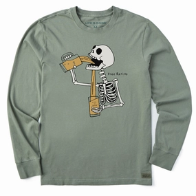Men's Free Refills Skeleton Long Sleeve Crusher Tee Stylish Look