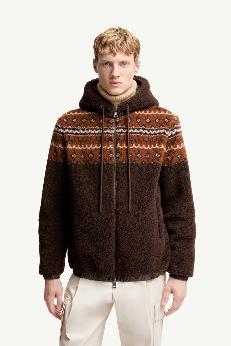 Multi Layer Insulation Breathable wear Geometric Jacquard Hoodie