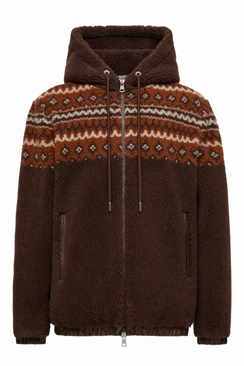 Geometric Jacquard Hoodie Performance Fit Wear Timeless Knit