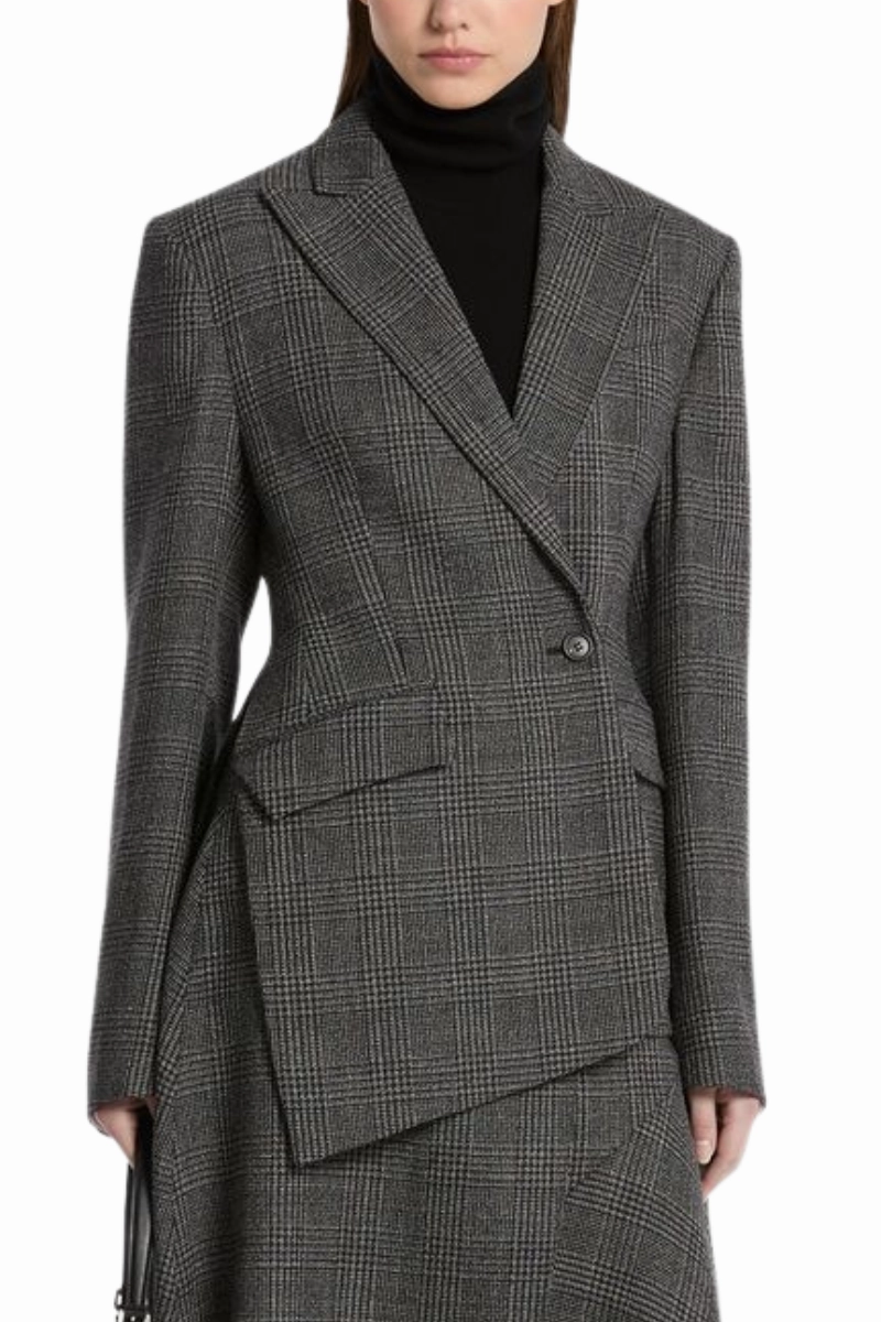 Glen Plaid Wool Wrap Blazer Breathable Softshell Layer Travel Must