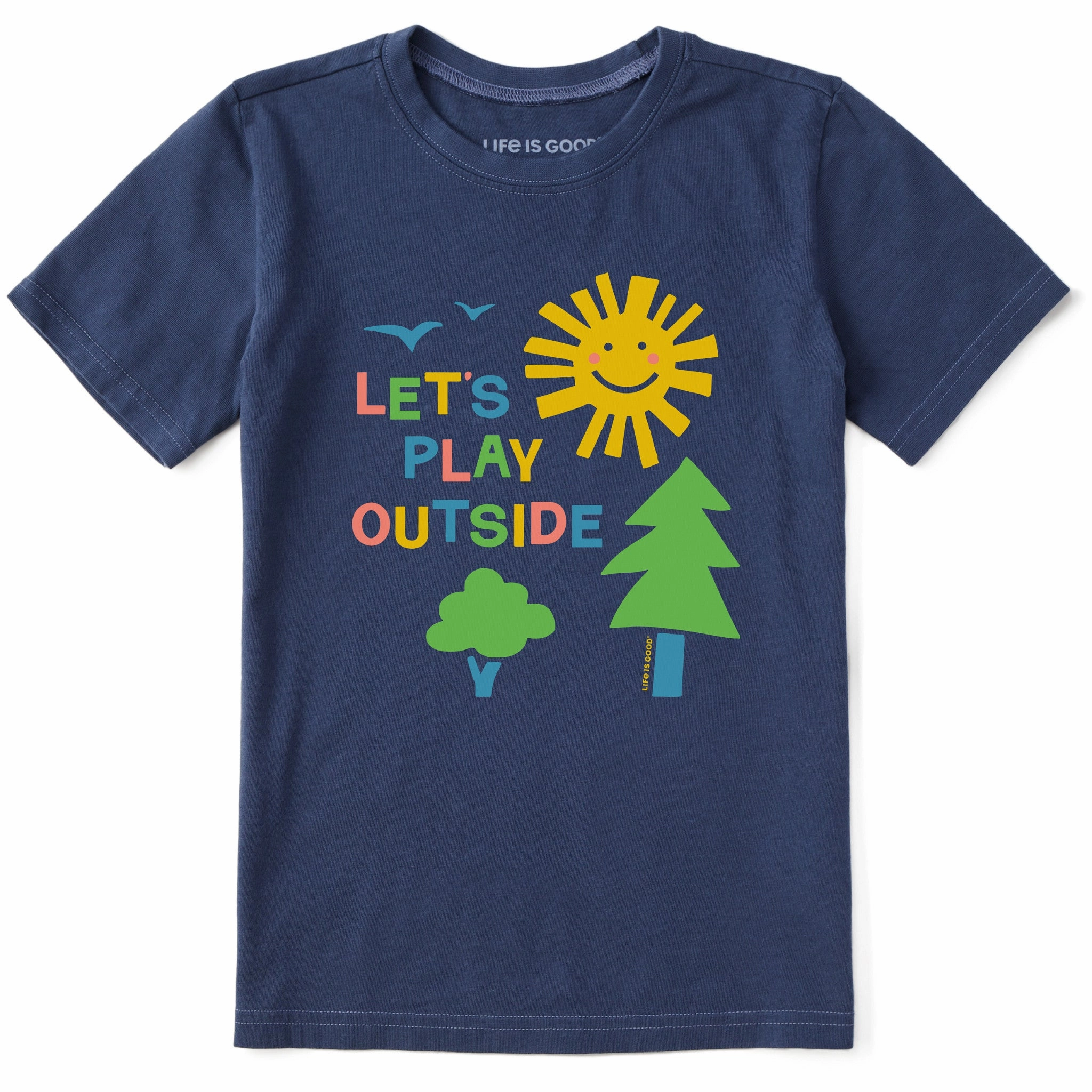 Sporty Comfort Fit Kids Let's Play Outside Short Sleeve Crusher Tee