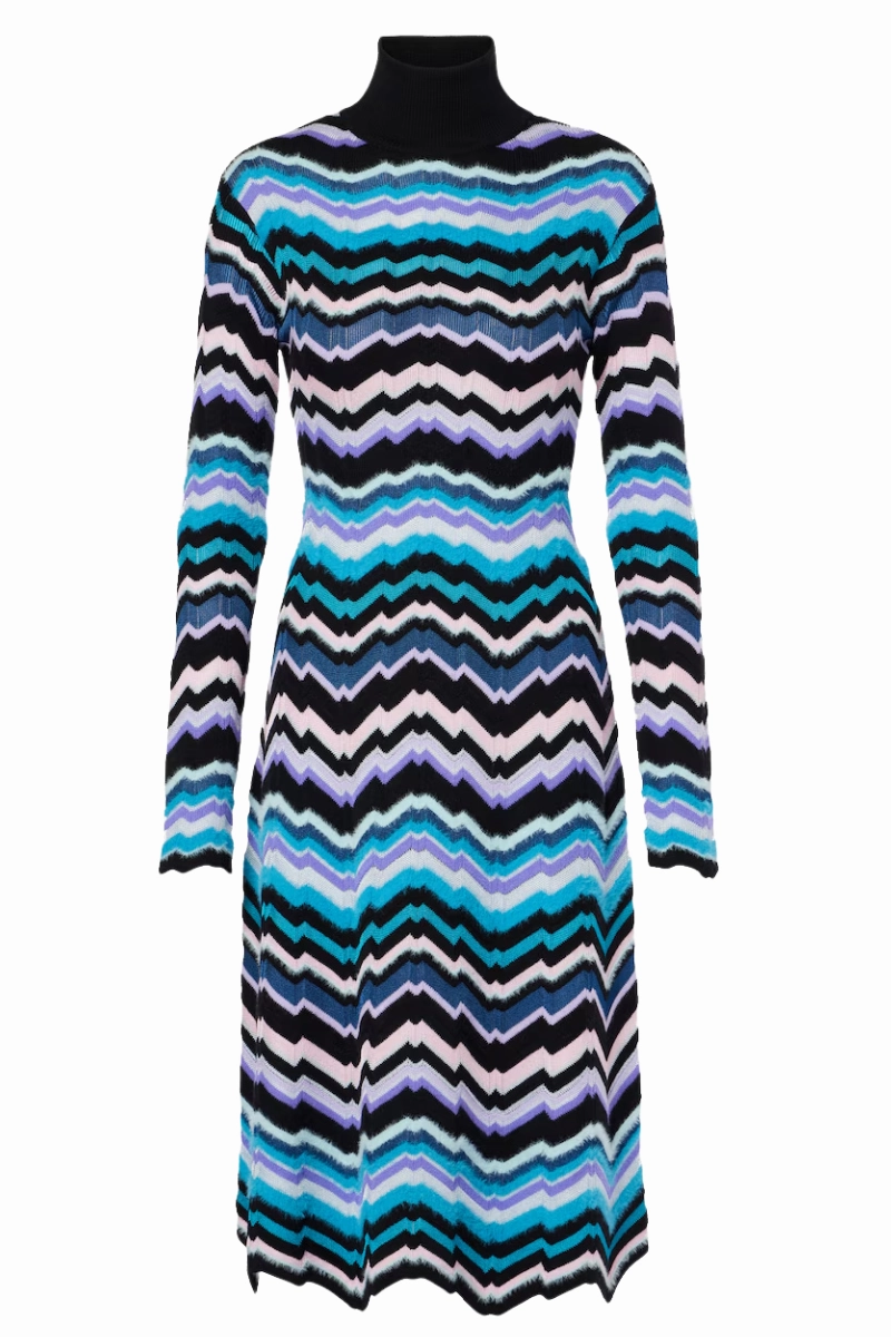 Greek Zigzag Midi Dress Clean Outline Business casual