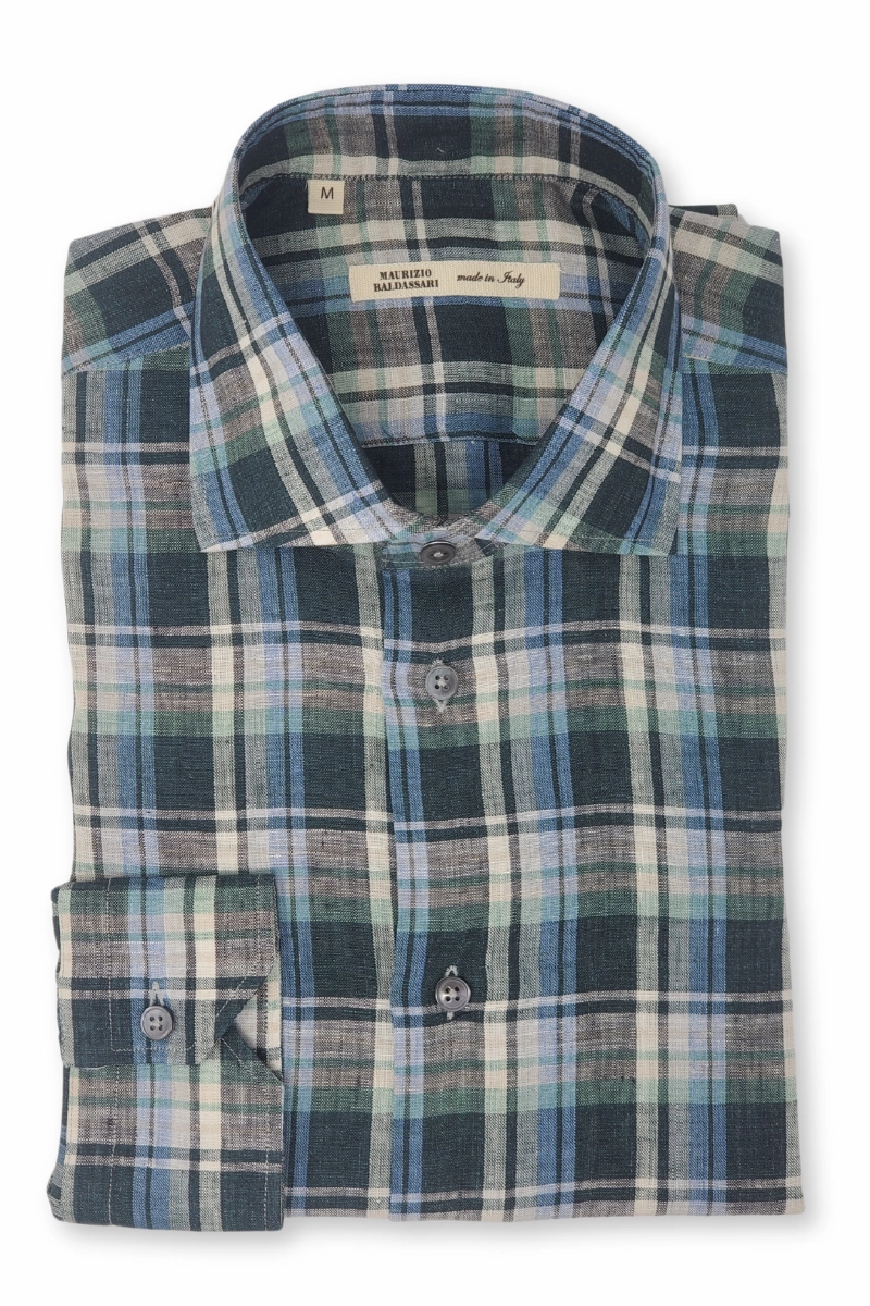 Green Linen Plaid Shirt Chill Apparel
