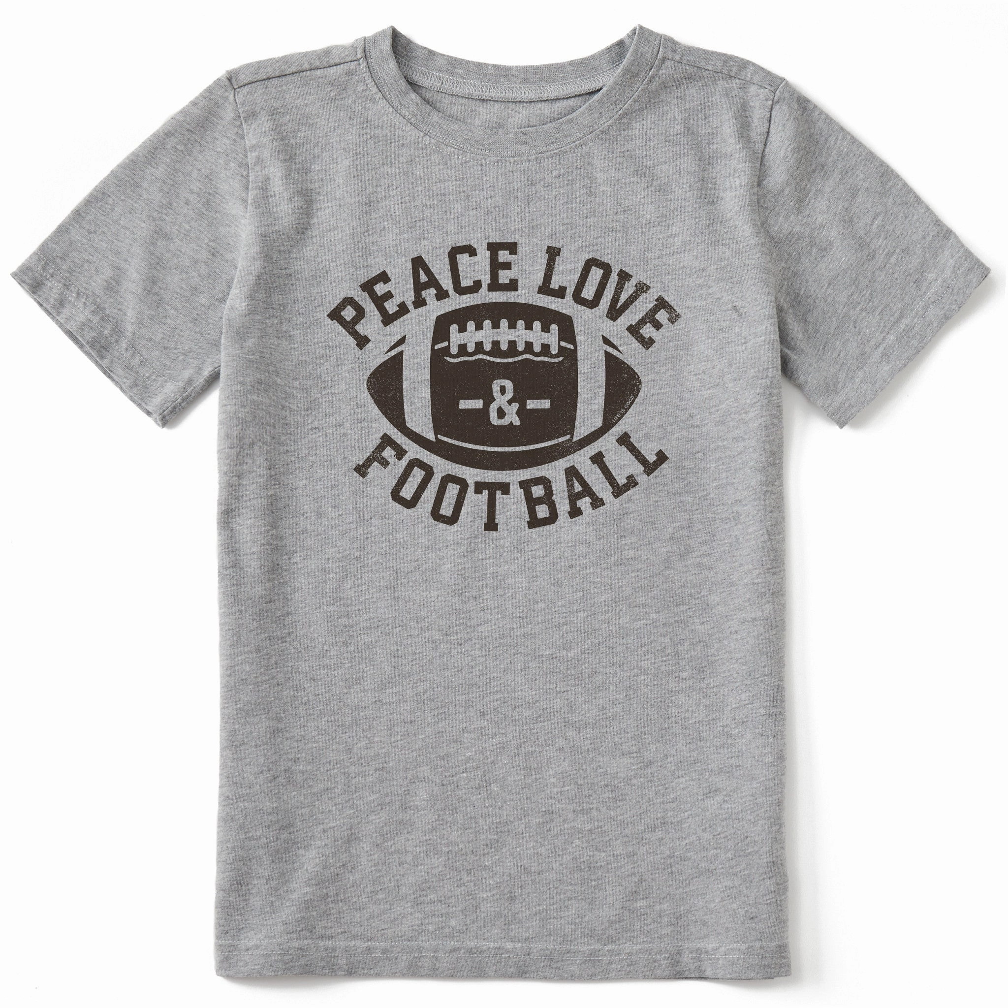 Kids Peace Love Football Short Sleeve Crusher Tee Basic Comfort