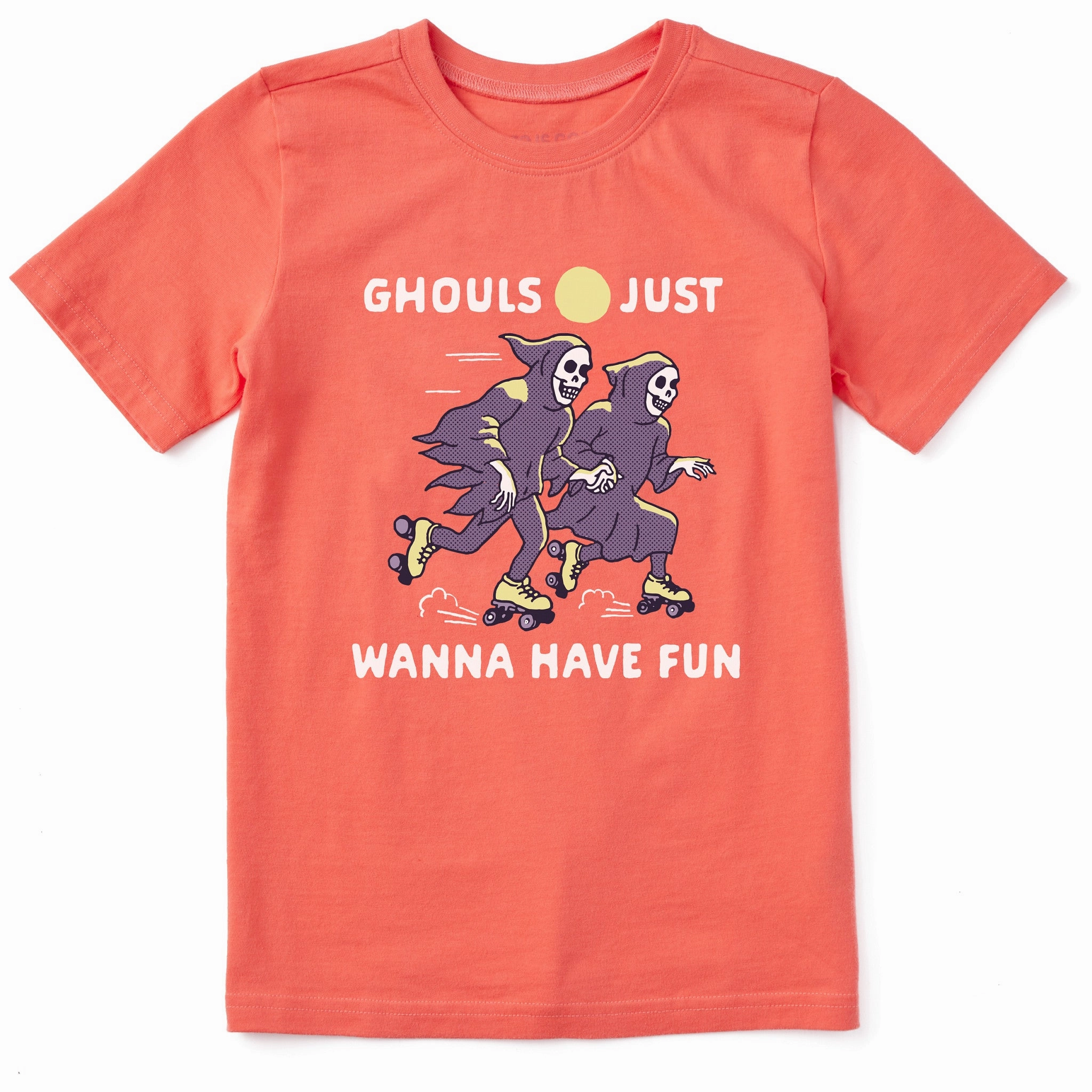 casual outing Double Stitched Seams Kids Ghouls Just Wanna Have Fun Roller Skates Short Sleeve Crusher Tee