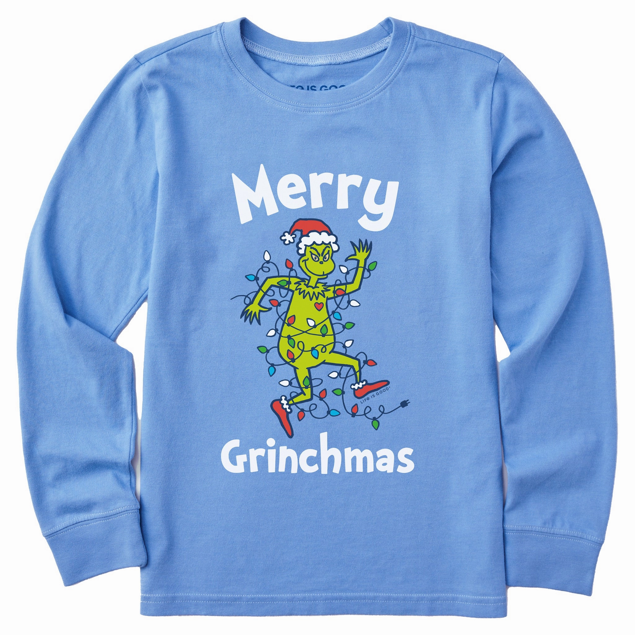 Eco Friendly Dye Kids Grinch Making Spirits Bright Long Sleeve Crusher Tee