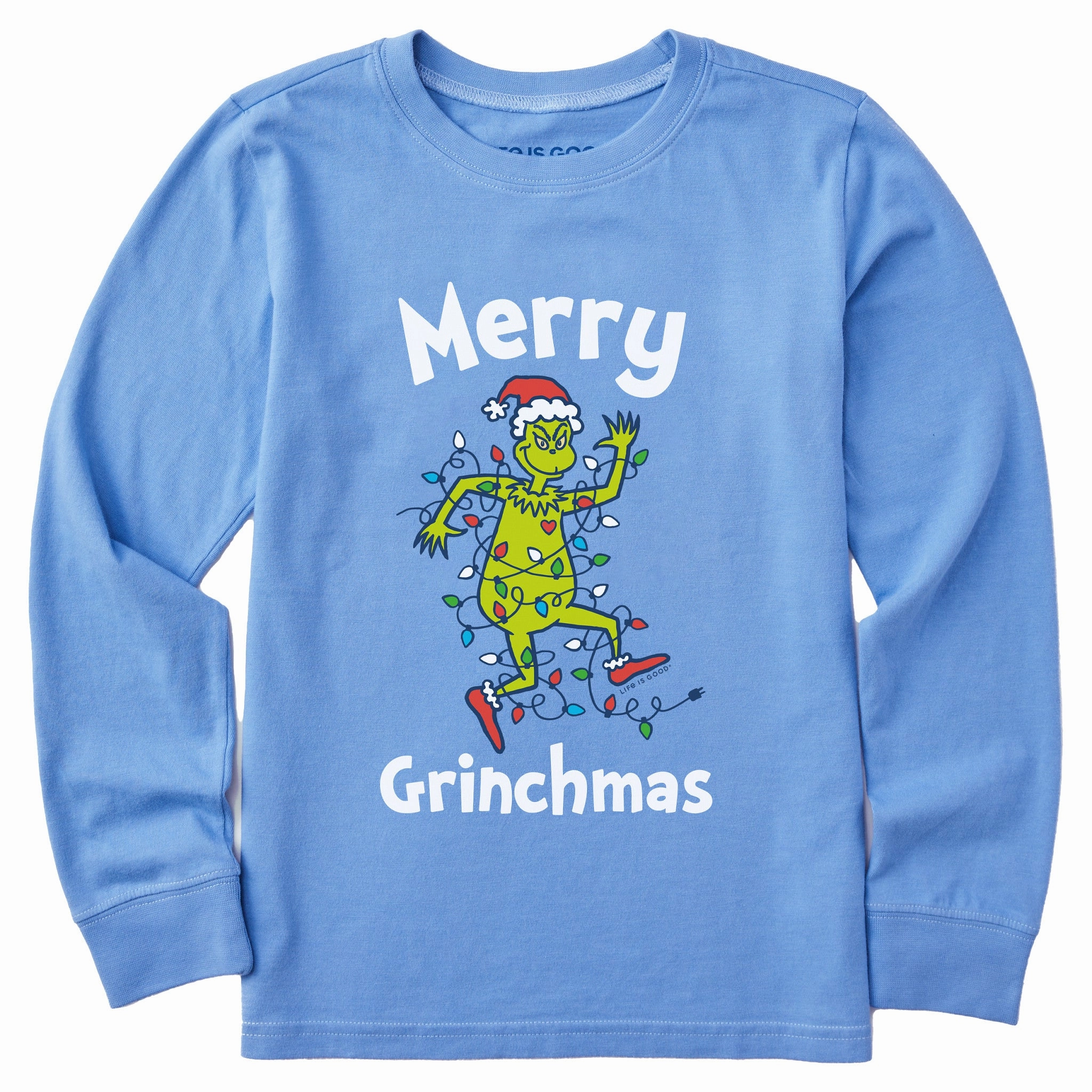 SlimFit Stretch Comfort Kids Grinch Making Spirits Bright Long Sleeve Crusher Tee