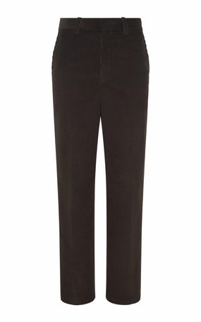 Harold Trouser in Chocolate Fine Cashmere Corduroy High Waist