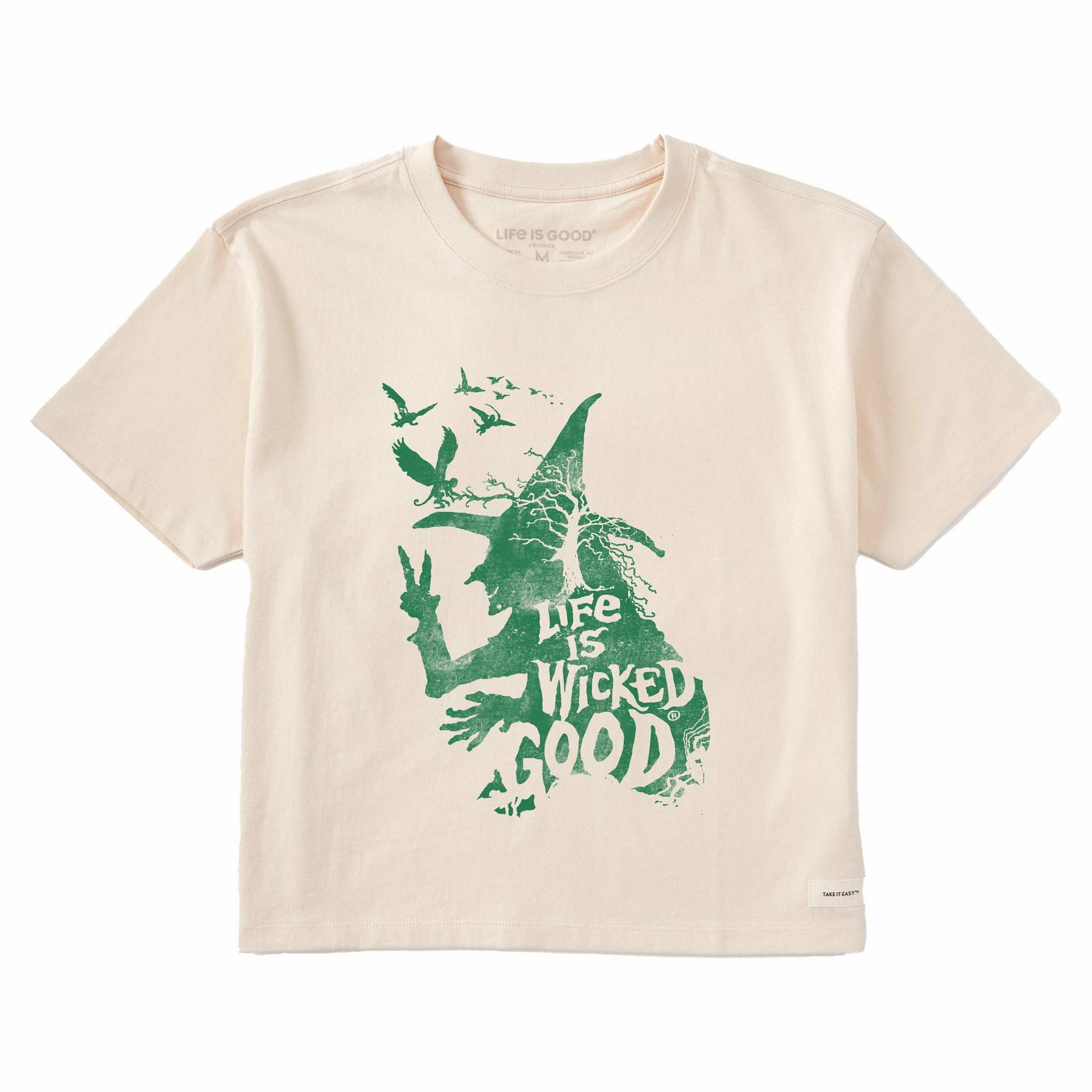 Sustainable Material Blend Essential Wardrobe Women's Wizard of Oz Life is Wicked Good Witch Short Sleeve Crusher Boxy Tee