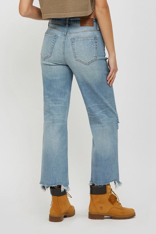 Formal Classic Wear Loose Spring Mood Party Look Classic Hidden Jeans Medium Light 28in Distressed Stretch Wide Straight