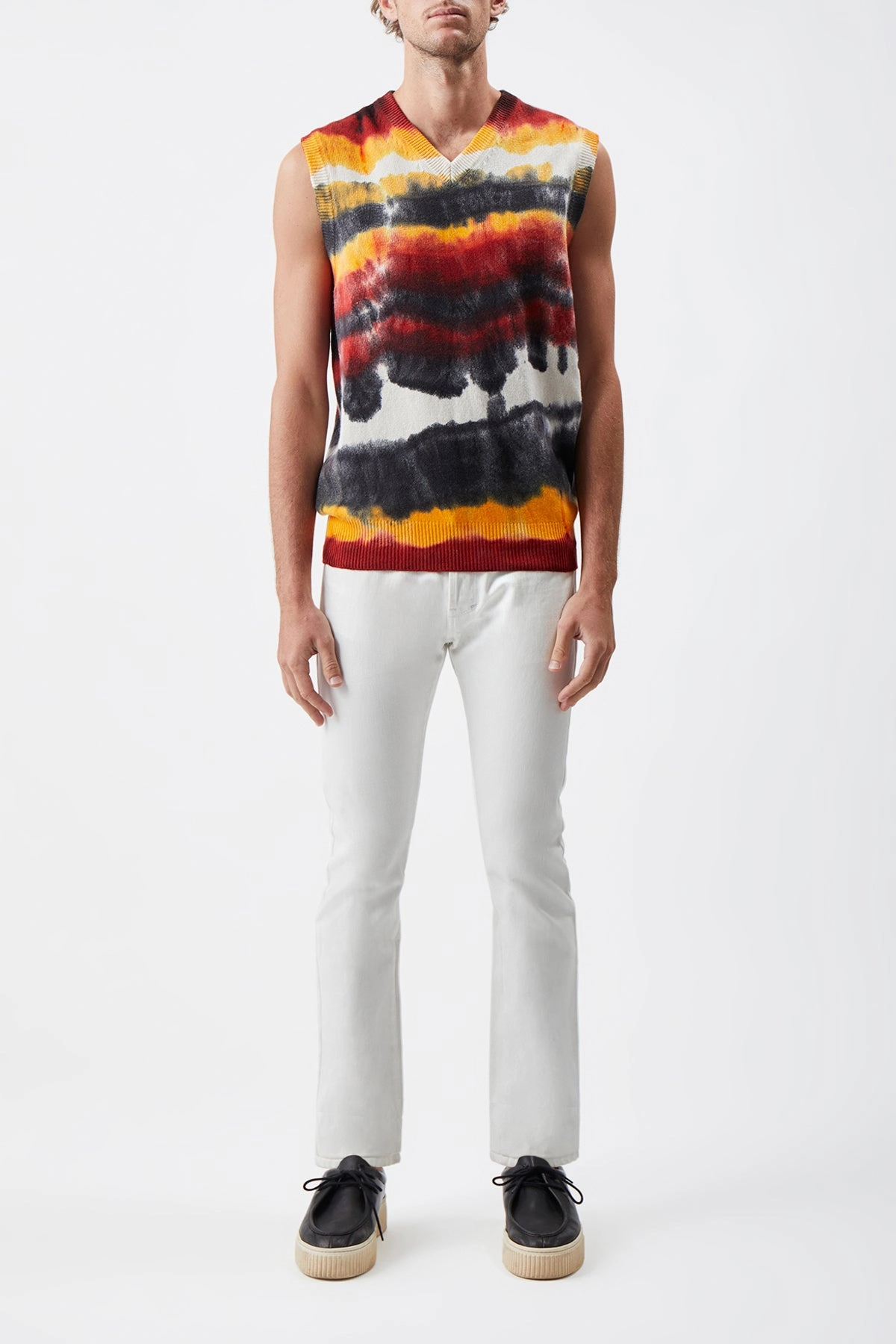 Fielding Knit Vest in Fire Tie Dye Cashmere Smart Fit