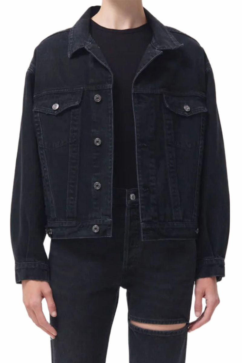 Shrunken Charlie Jacket in Jagged Plaid Print