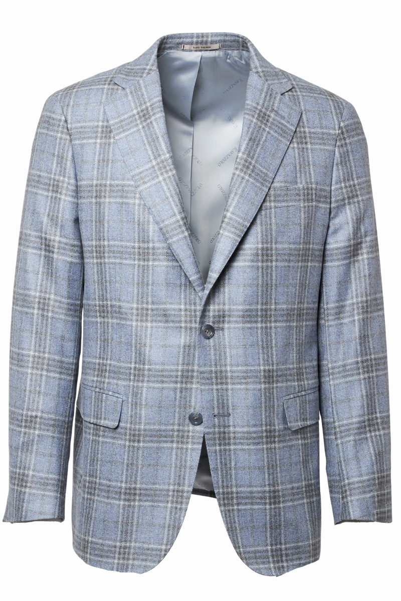 Light Blue Window Plaid Sport Jacket Comfortable Tailoring