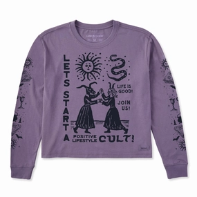 Comfortable and stylish Comfy All-Day Women's Let's Start a Cult Long Sleeve Crusher Boxy Tee