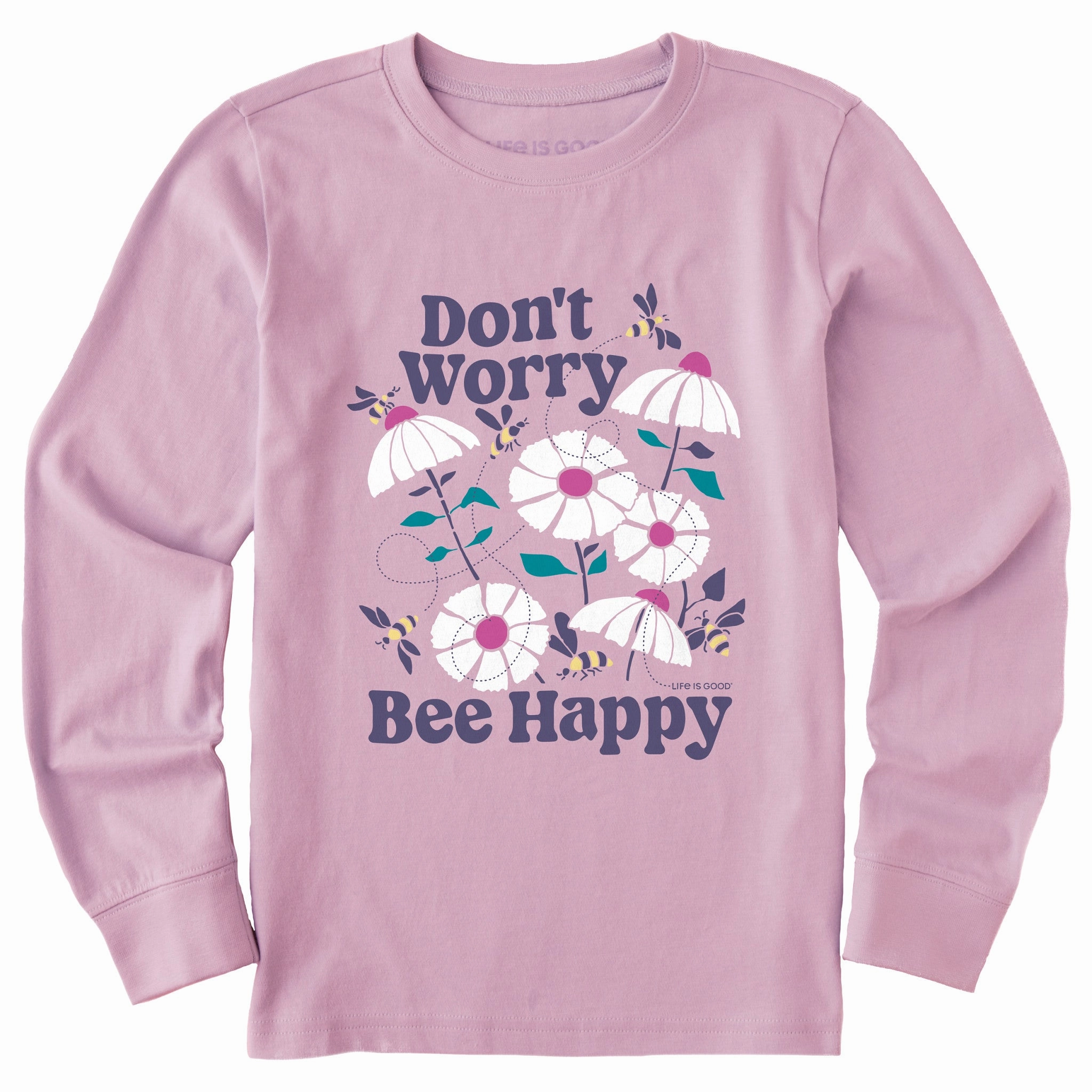 Active Comfort Kids Don't Worry Bee Happy Long Sleeve Crusher Tee