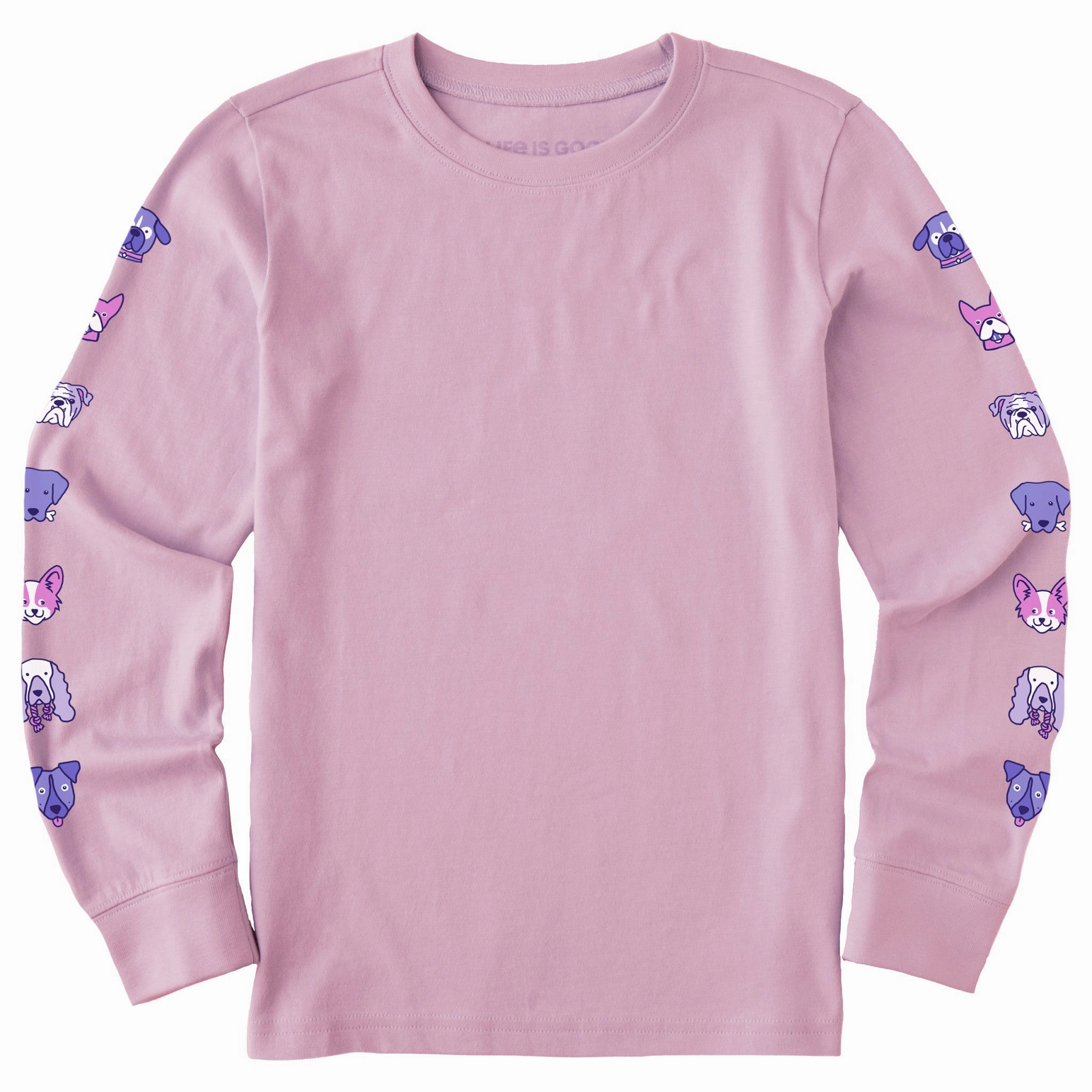 Boat Neck Kids Pups Party Long Sleeve Crusher Tee