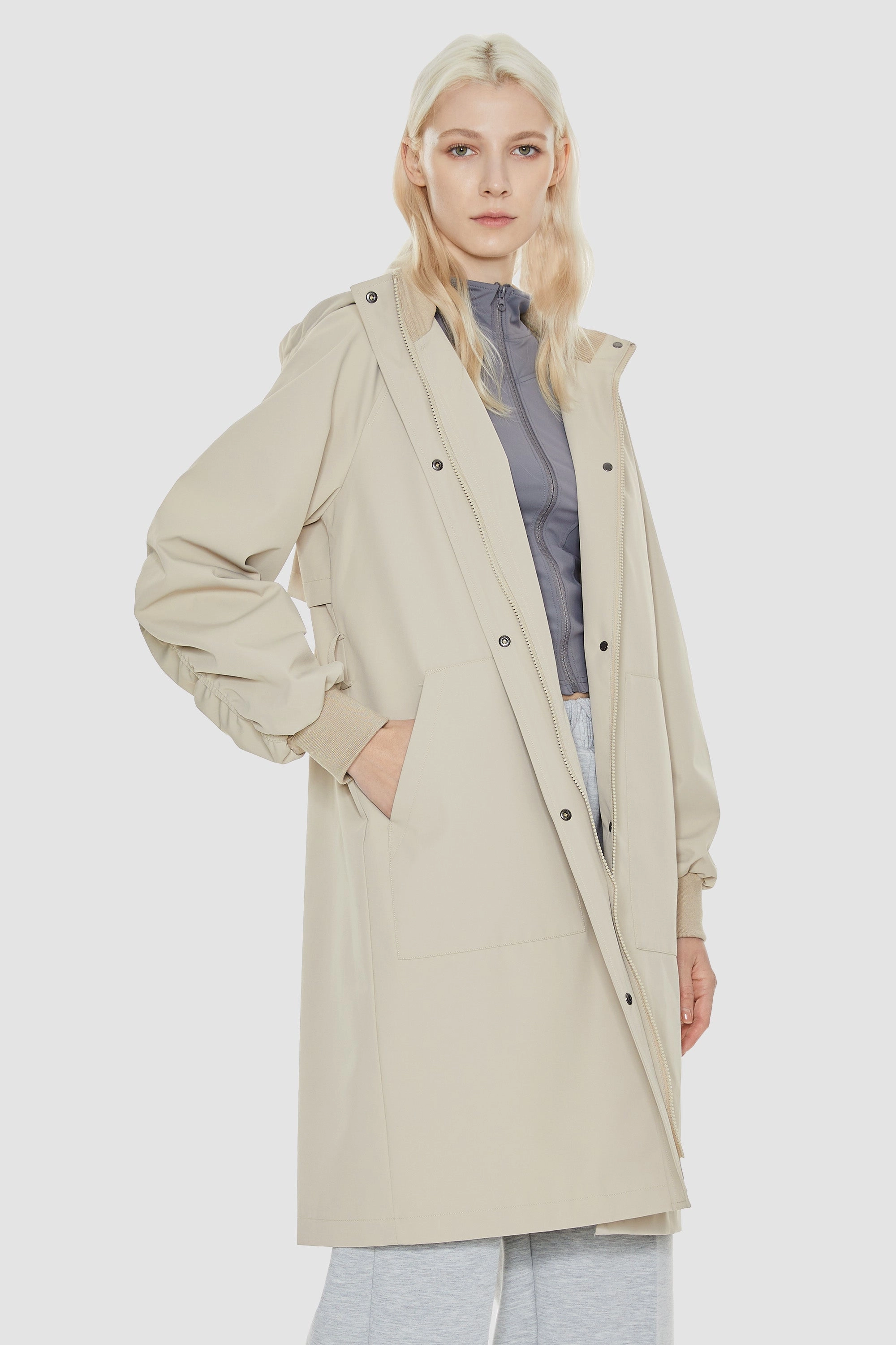 Polyester platform Hooded Belted Trench