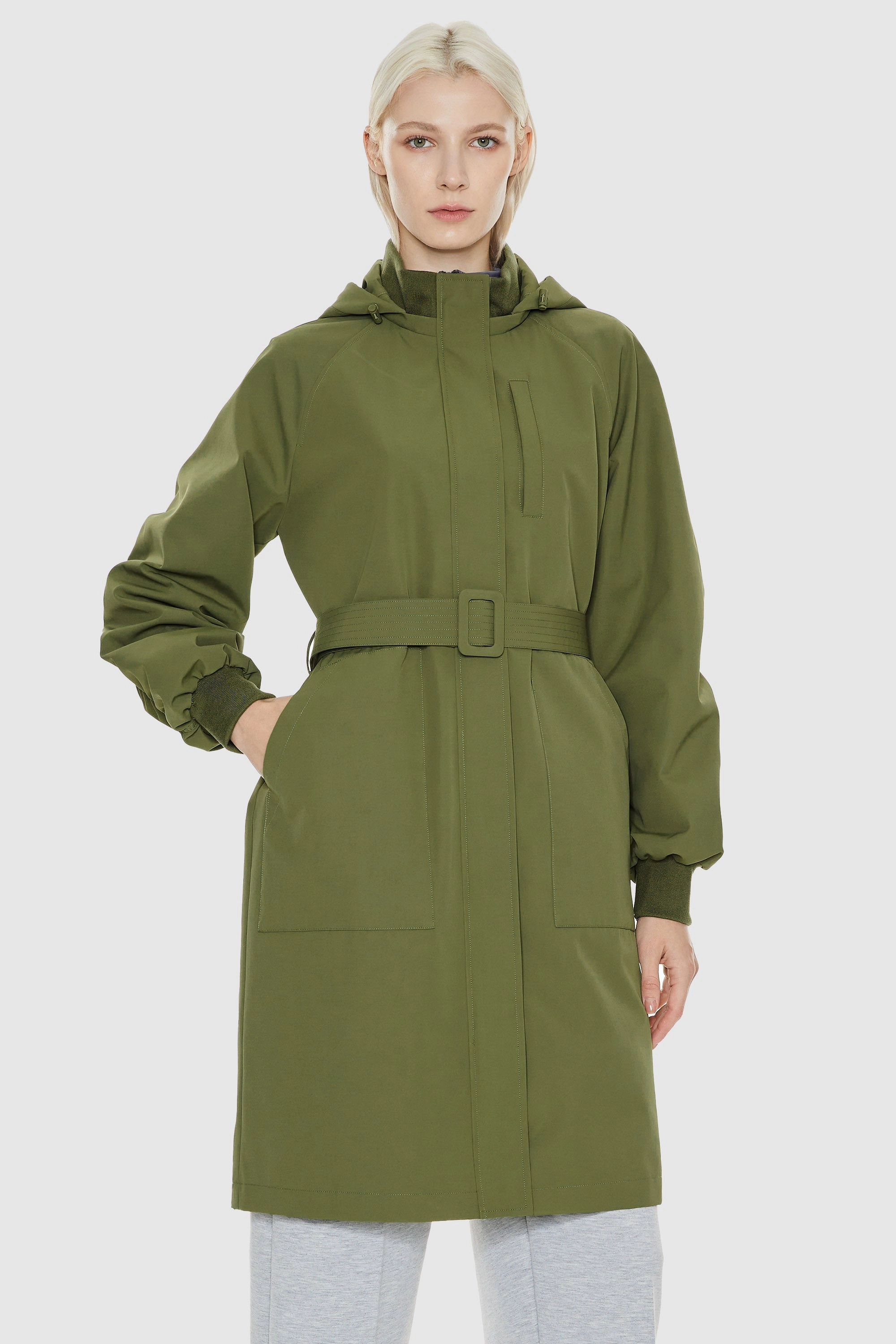 suitable for autumn festivals Hooded Belted Trench