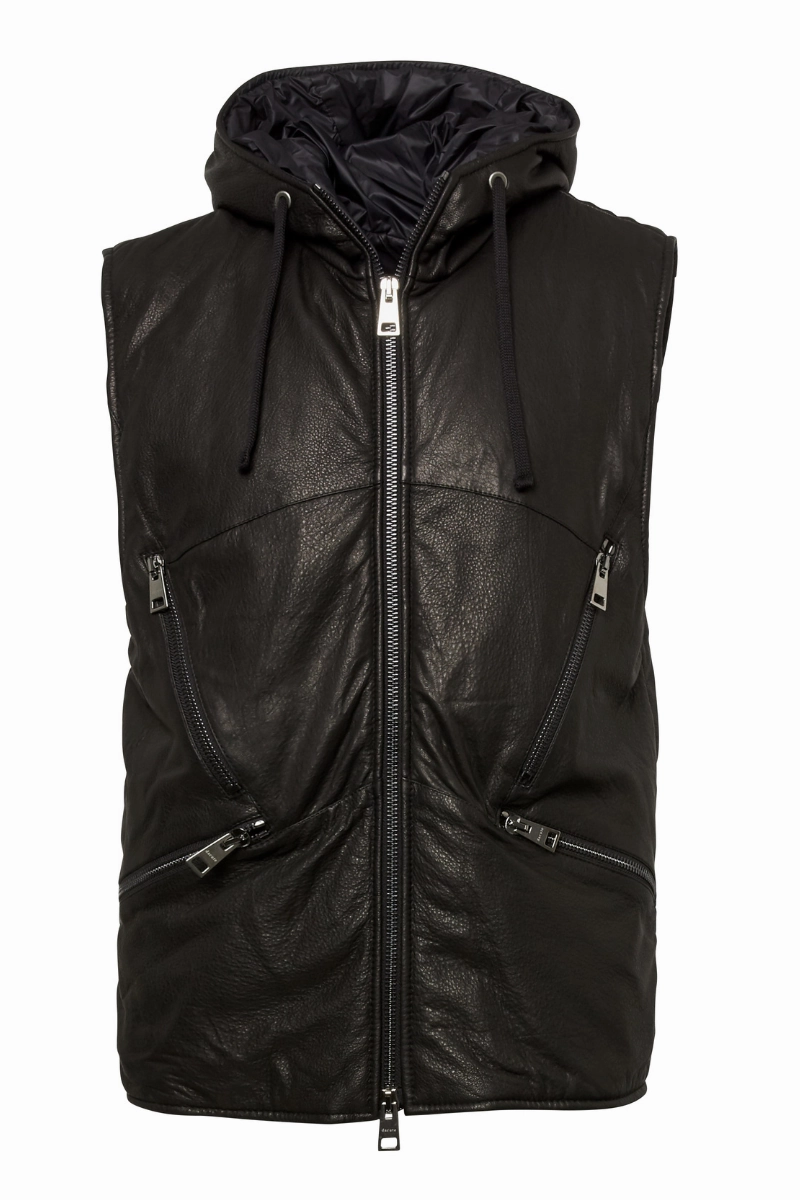 Shrink resistant Versatile Daily Layer Hooded Leather Vest