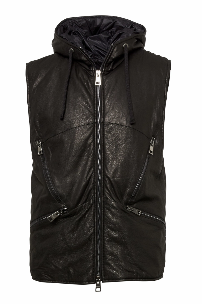 Oil Short Hooded Leather Vest
