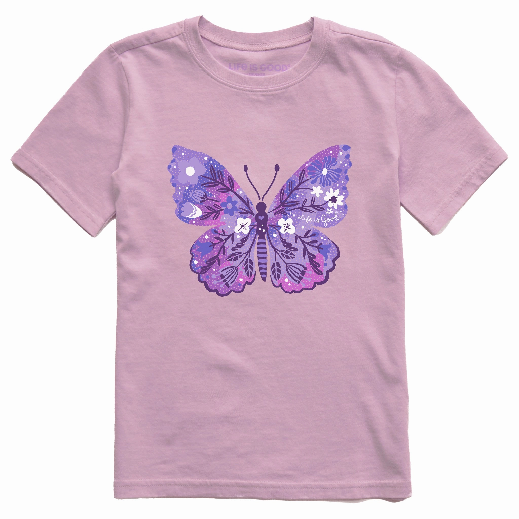 Kids Floral Butterfly Tie Dye Short Sleeve Crusher Tee Comfort and Ease