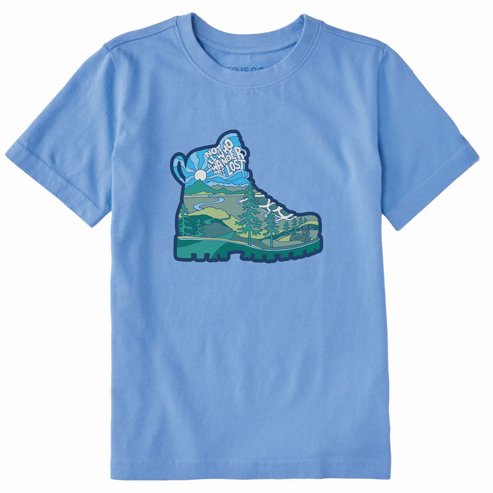 Kids Not All Who Wander Are Lost Boot Short Sleeve Crusher Tee Sporty Comfort Wear Cozy Layer Fit