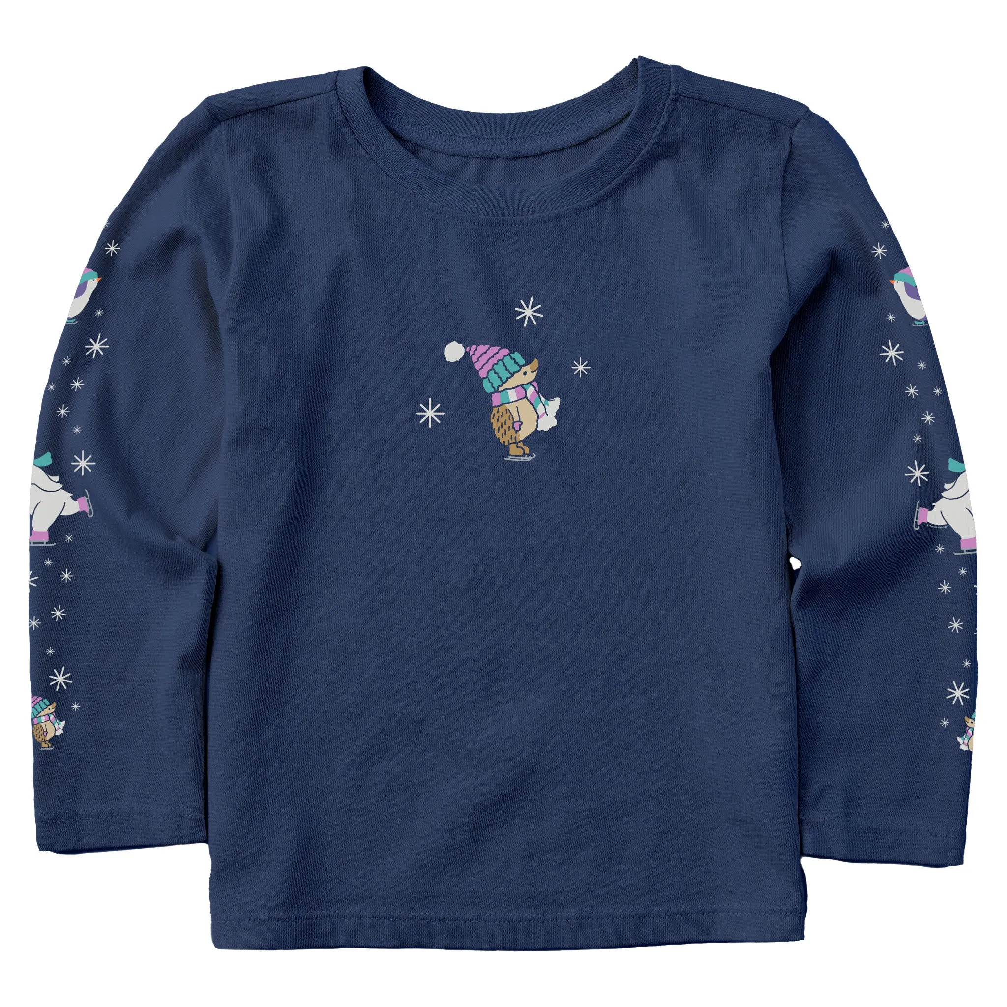 Ice Skating Cuties Long Sleeve Toddler Crusher Tee Odor Control Finish