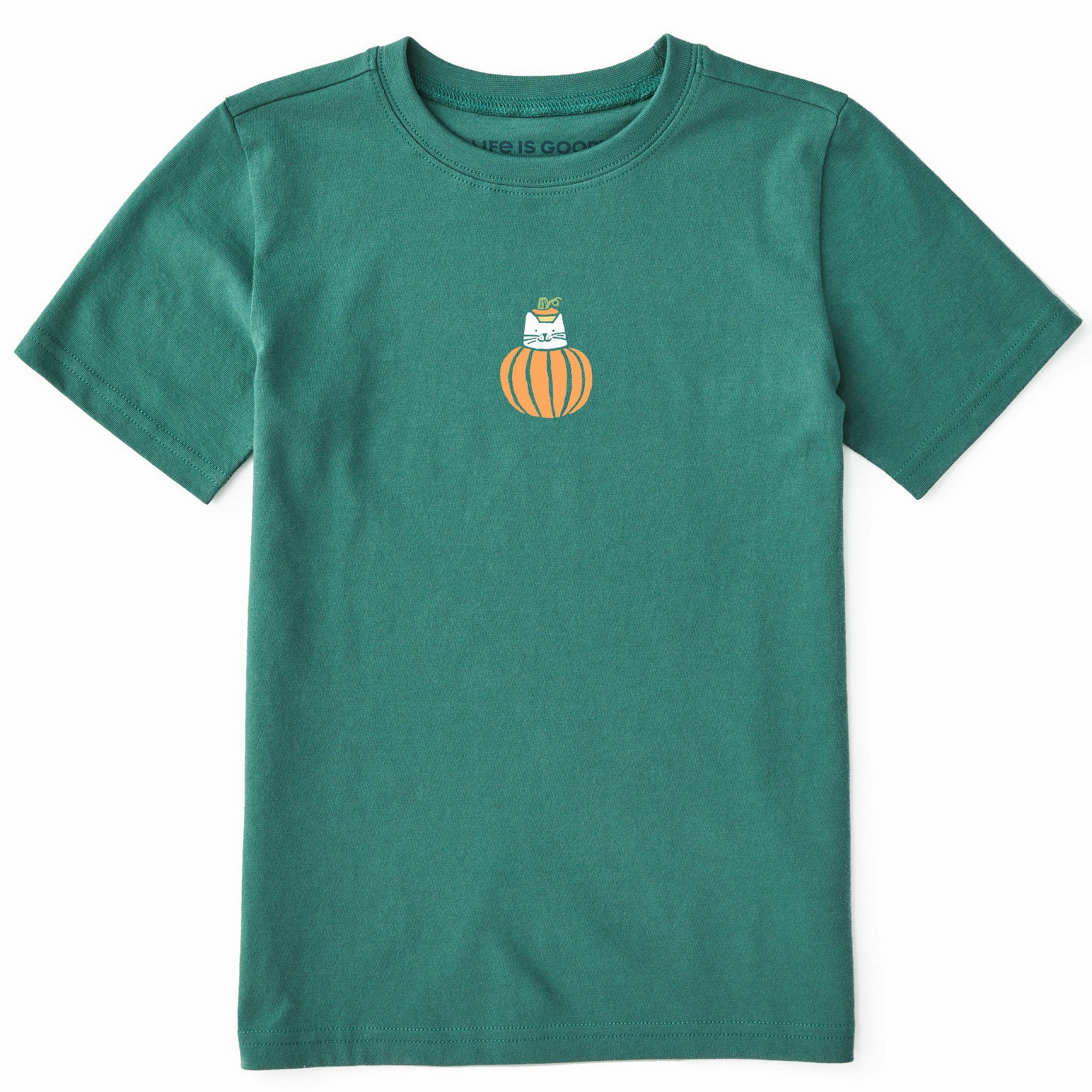 Kids Pumpkin Cat Mini Short Sleeve Crusher Tee Holiday Style