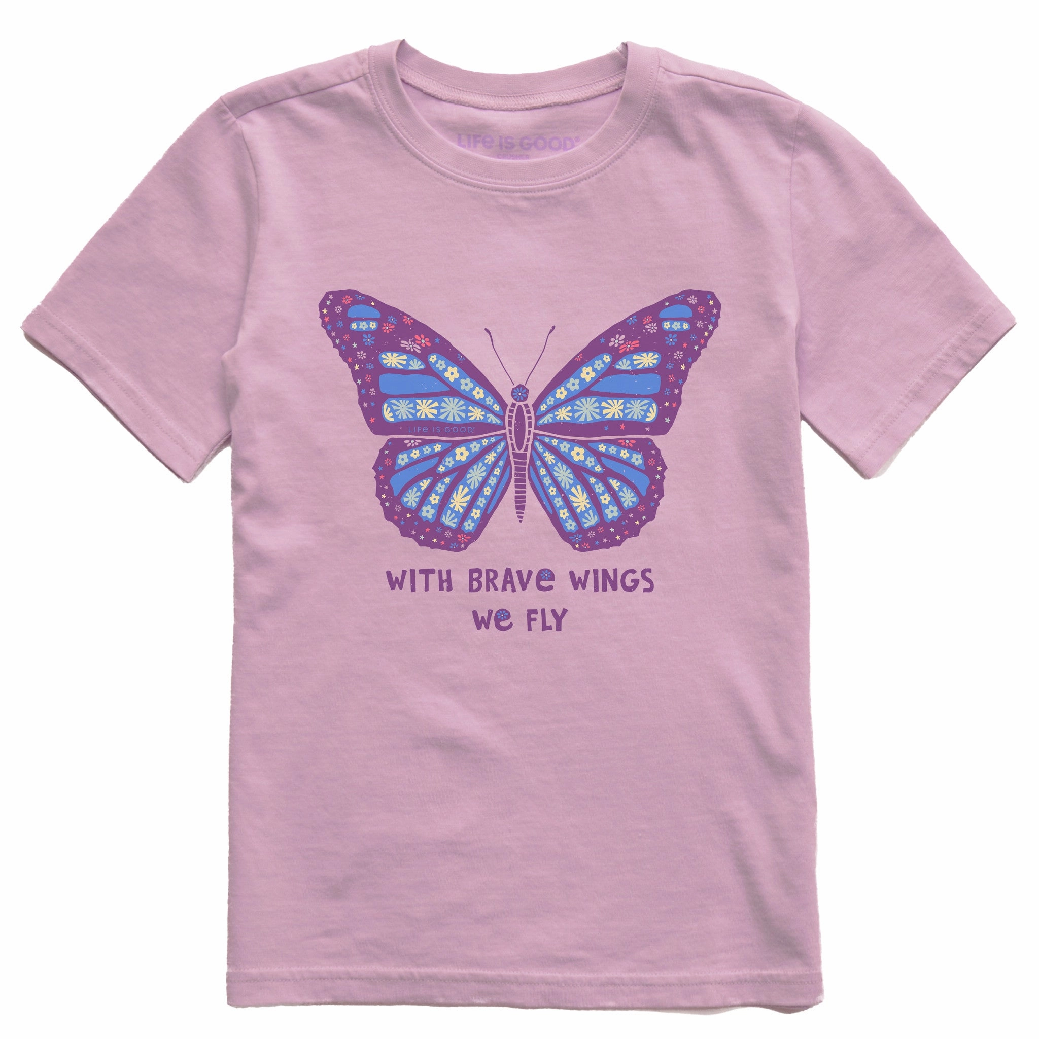 Kids With Brave Wings Butterfly Short Sleeve Crusher Tee Biodegradable Options