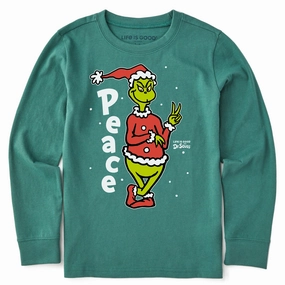 Comfy Vibe Kids Peace Grinch Long Sleeve Crusher Tee