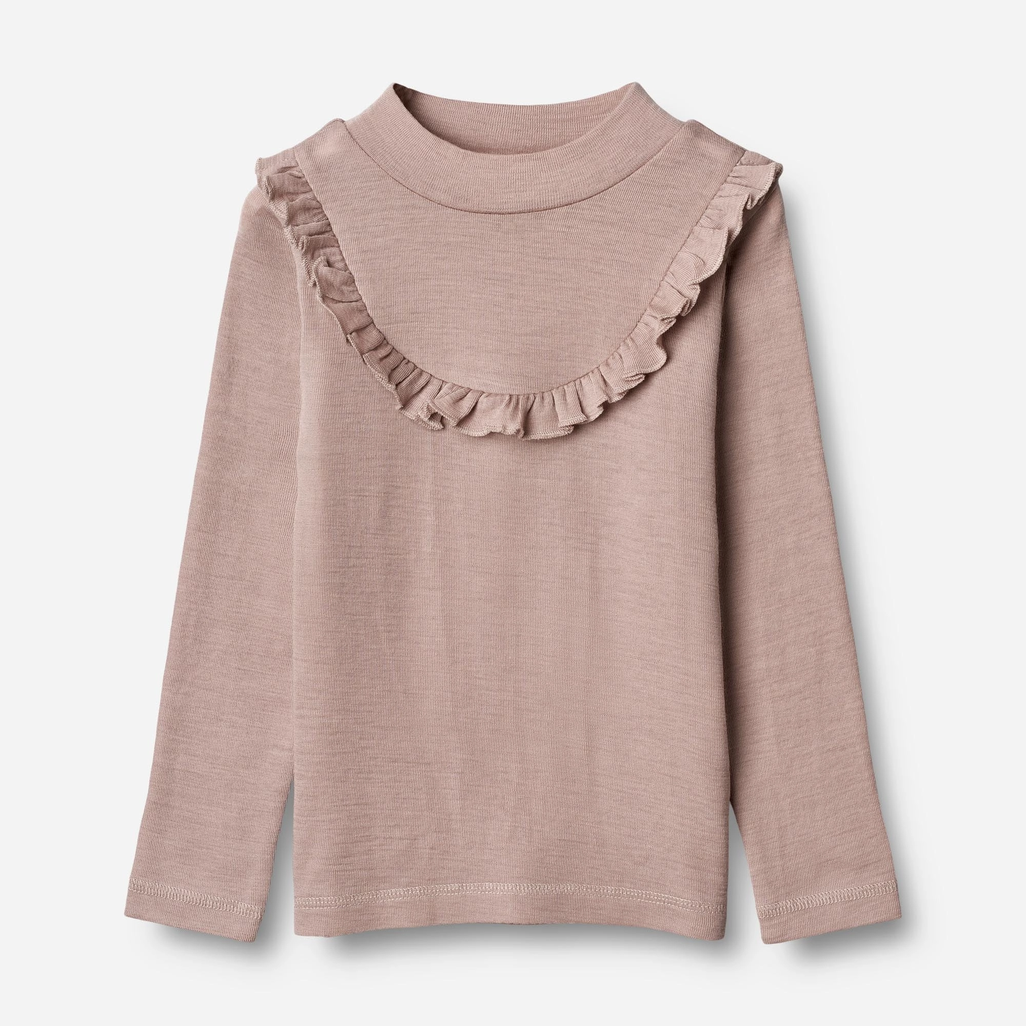 T-shirt Wool Ruffle LS - dark powder AntiPilling Technology MultiDirectional Flexibility