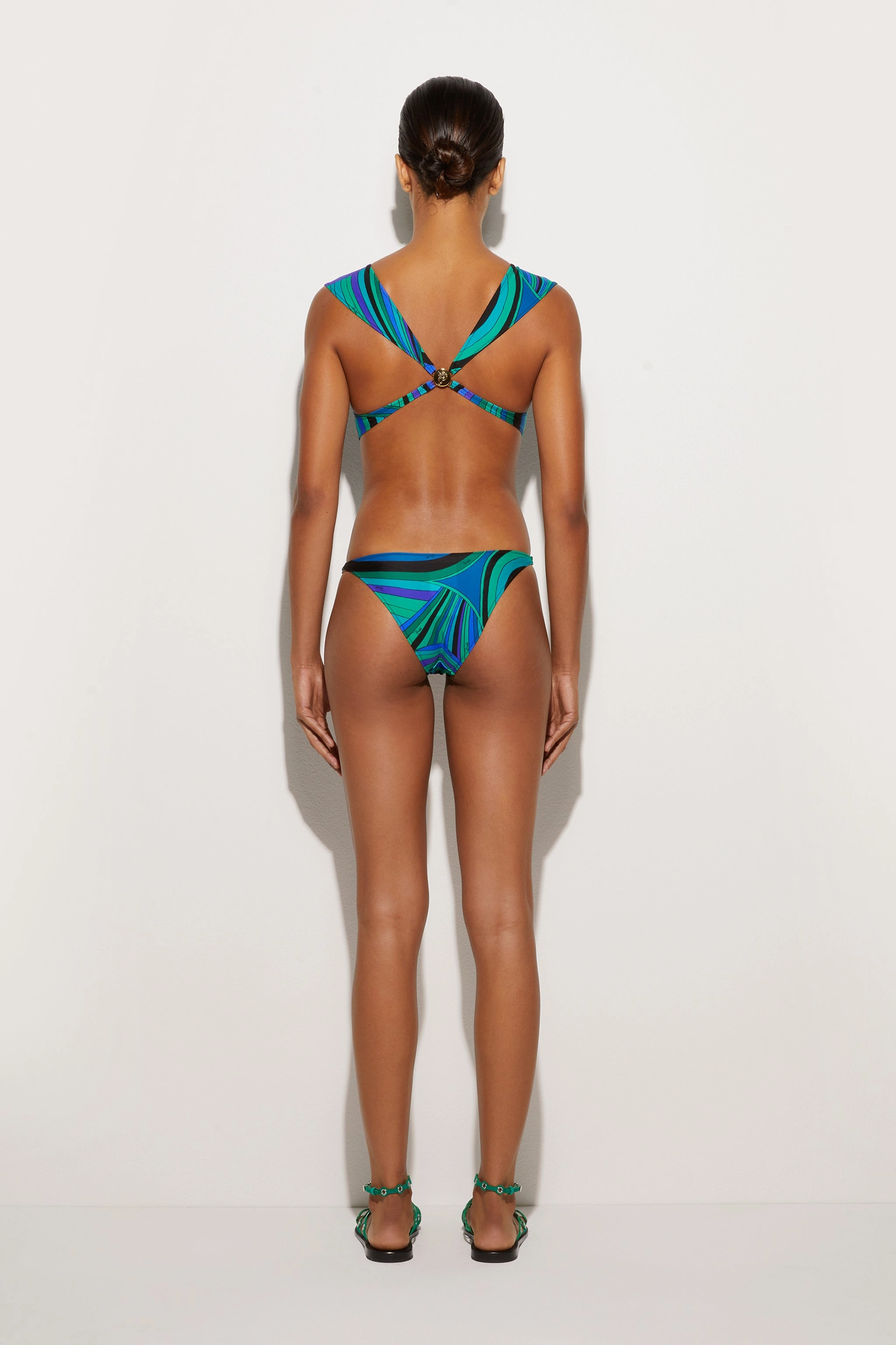 Iride Print Neckline Swimsuit UV Resistant Coating