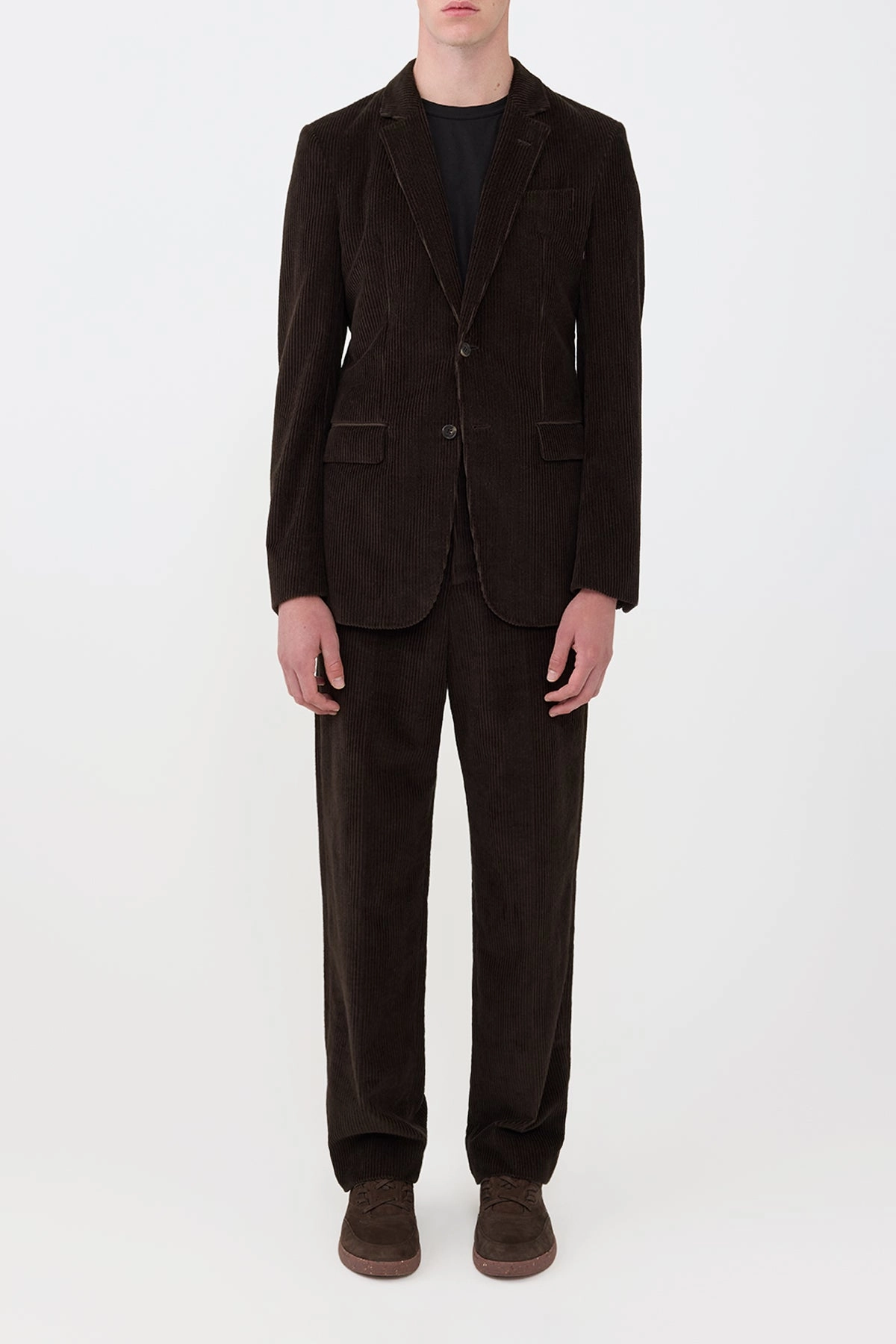 Irving Jacket in Chocolate Fine Cashmere Corduroy Patched Check