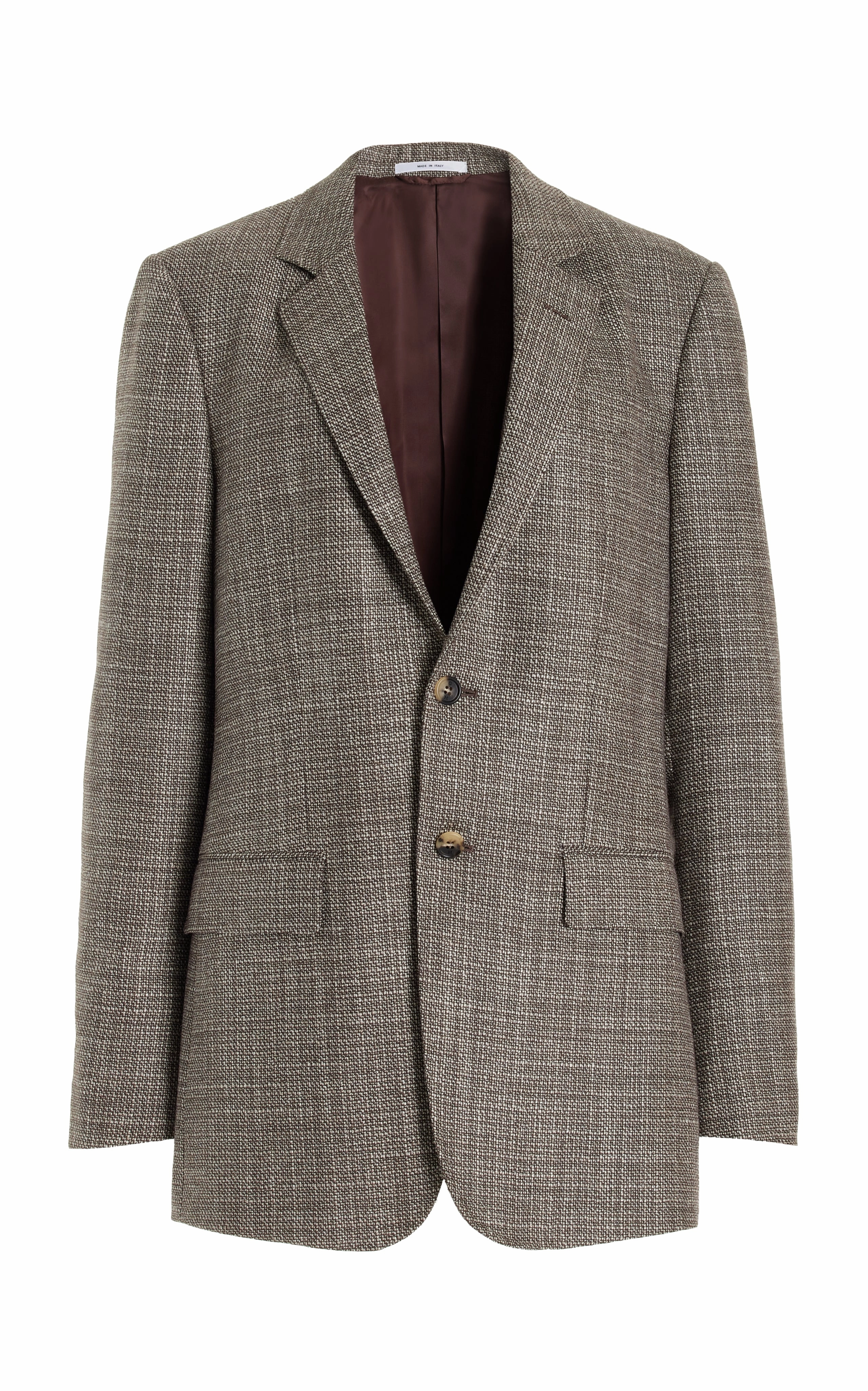 Emblem Recycled Polyester Blend Irving Jacket in Chocolate Virgin Wool Tweed