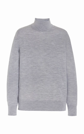 Jermaine Knit Turtleneck in Heather Grey Merino Wool Sustainable Dye Process