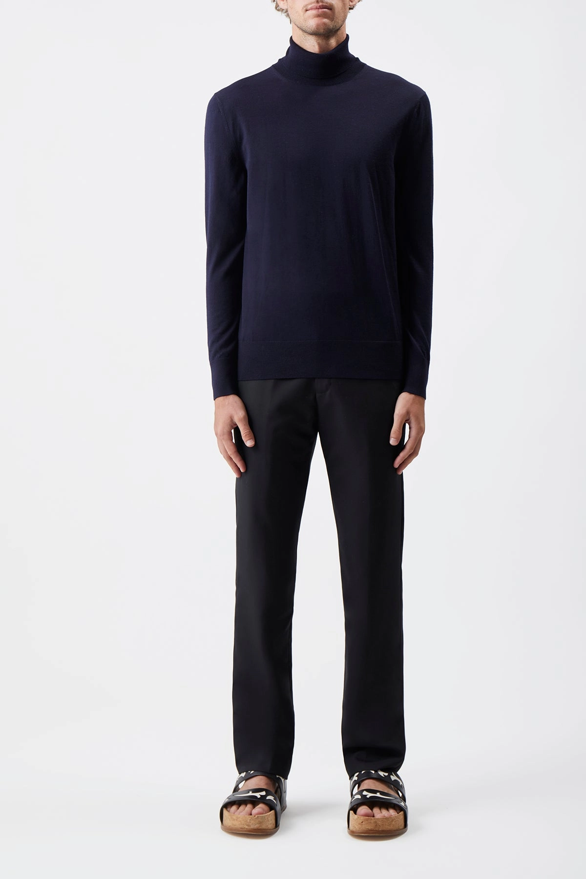 Jermaine Knit Turtleneck in Navy Merino Wool Fresh Style