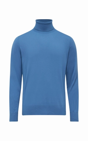 Jermaine Knit Turtleneck in Sky Merino Wool Breathable fabric