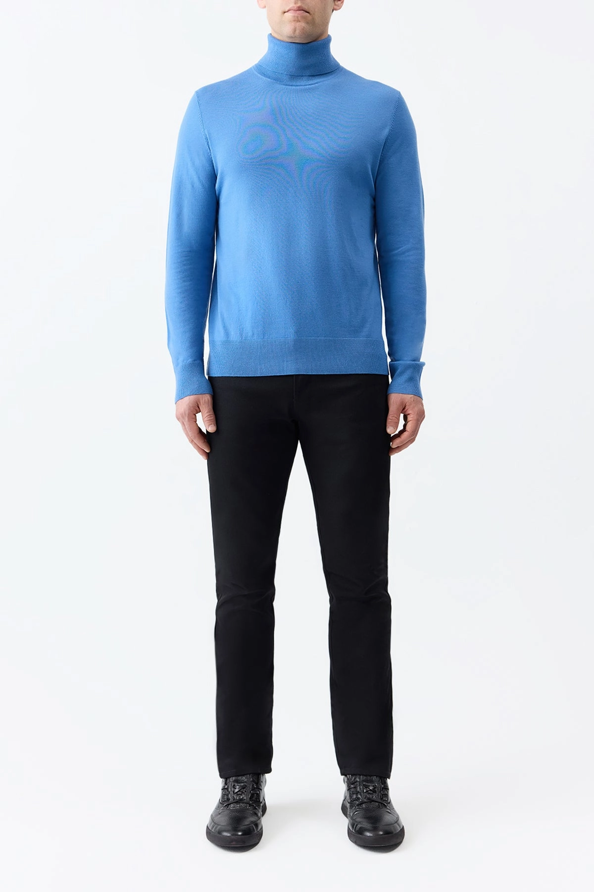 Jermaine Knit Turtleneck in Sky Merino Wool Minimal Comfort