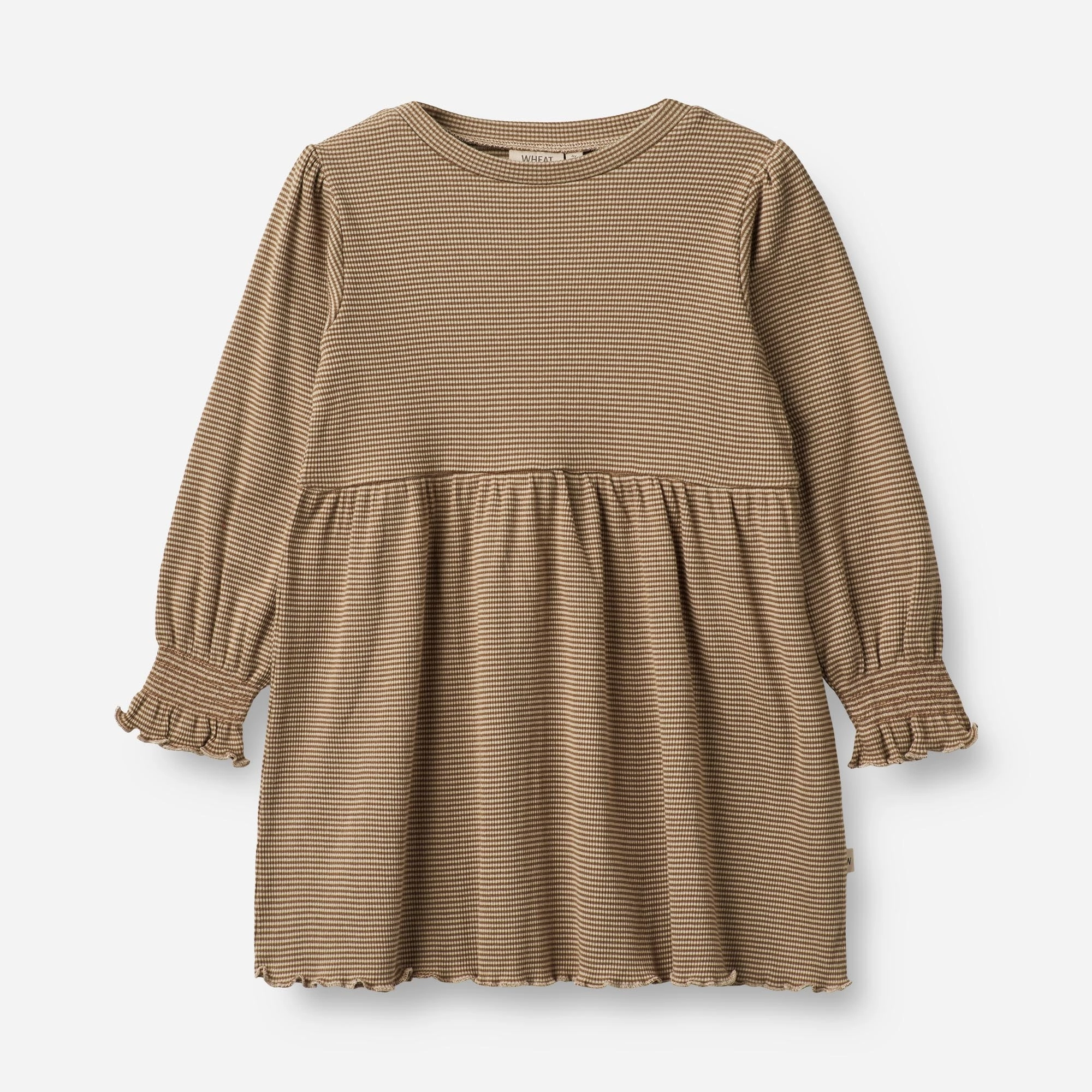 Tonal-Stitching Air Beauty Jersey Dress Eliane - beige rib stripe