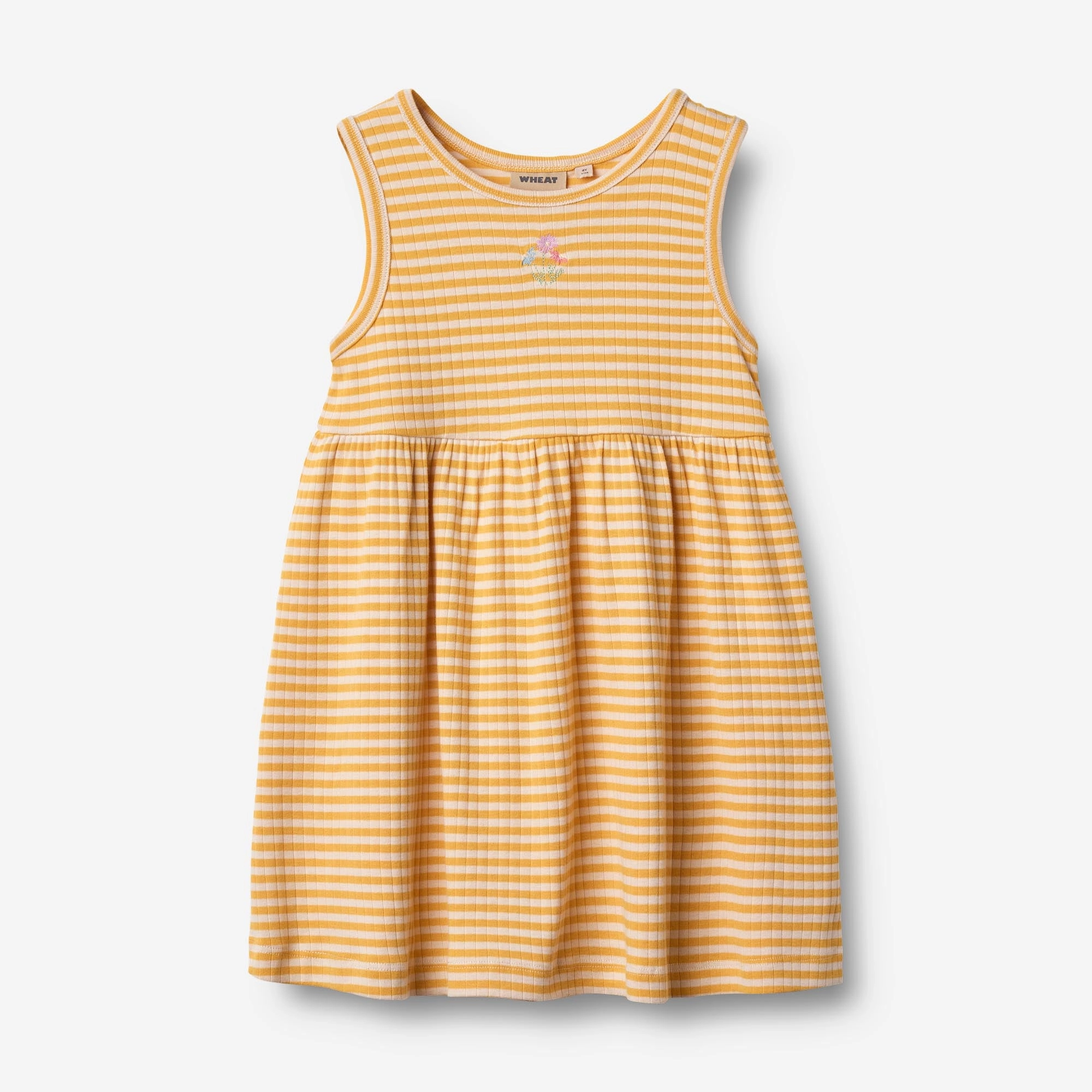 Jersey Dress Embroidery Martha - yellow rib stripe Delicate Tone Happy Scent