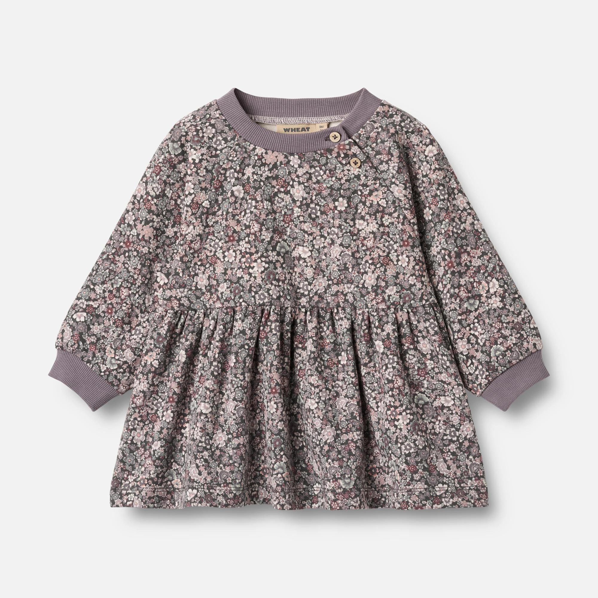 Jersey Dress L/S Dorthea - purple stone flowers Soft Finish Easy Comfort Look