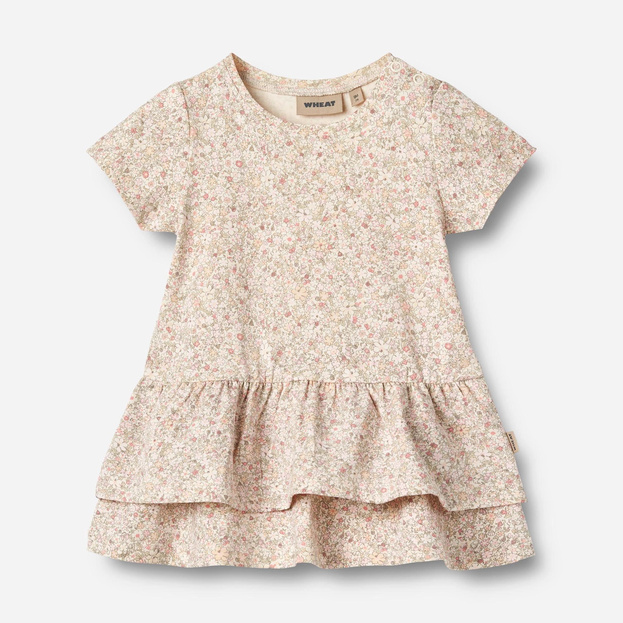 Jersey Dress S/S Johanna | Baby - cream flower meadow Soft Fabric