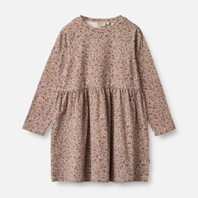 Flowy Texture Classic Vibe Jersey Dress Sessa - grey rose flowers