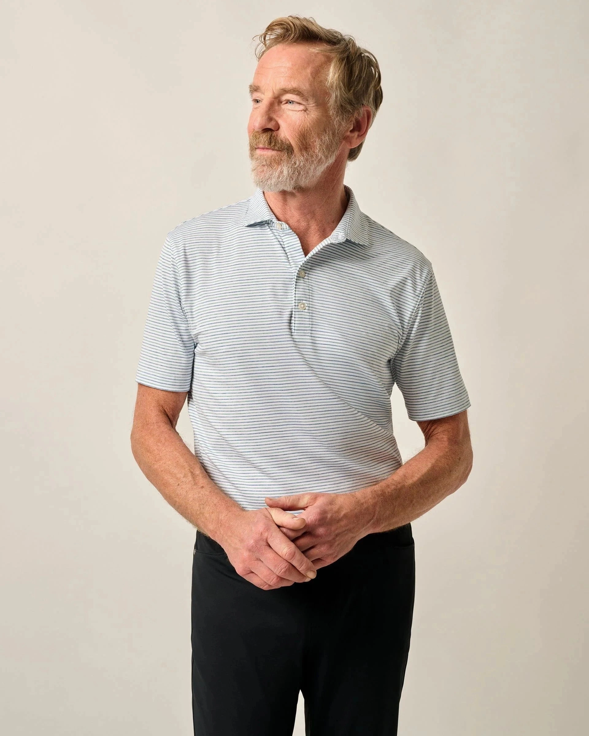 Johnnie-O Performance Jersey Polo - Vik Stripe Thermoregulating Fabric