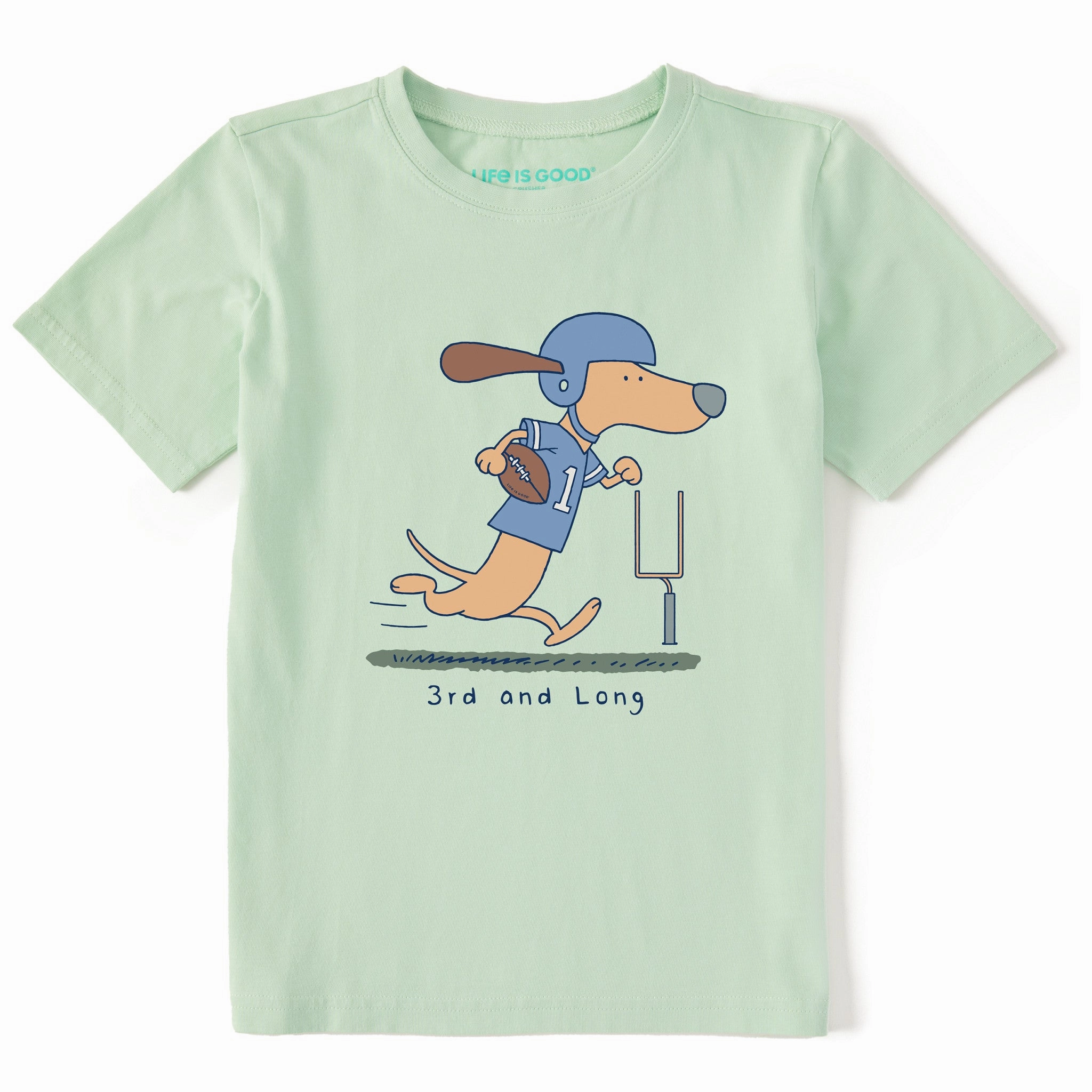 Kids 3rd and Long Dachshund Short Sleeve Crusher Tee Layered Collar Active Design Wear