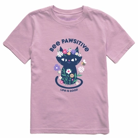 Gym workout Subtle Details Kids Bee Pawsitive Flower Crown Kitty Short Sleeve Crusher Tee