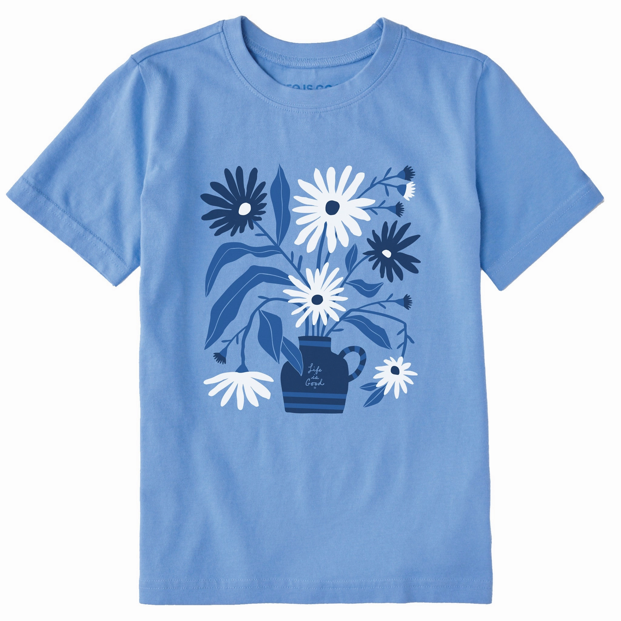 Kids Blue Daisies Short Sleeve Crusher Tee sports activity Organic Cotton