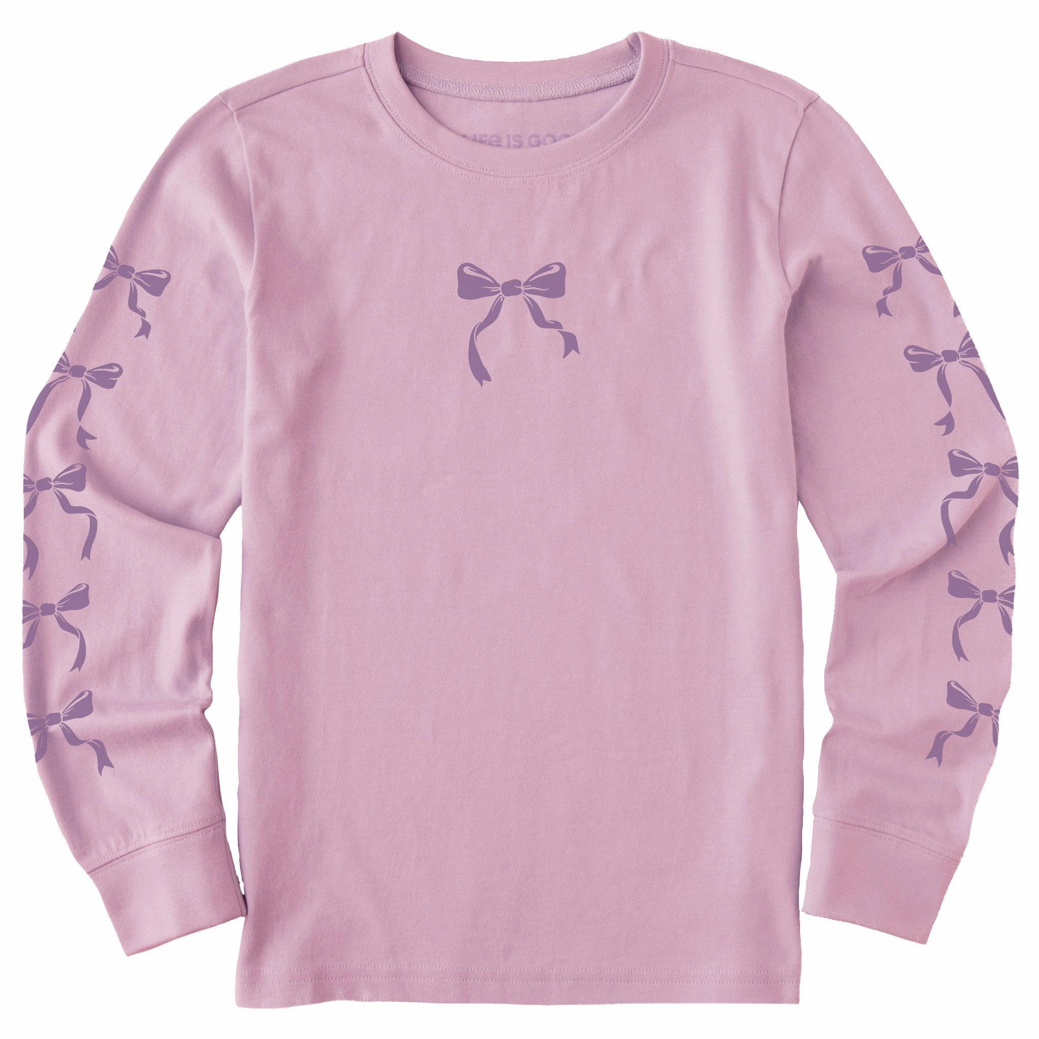 Geometric Pattern Practical Comfort Kids Bows Long Sleeve Crusher Tee