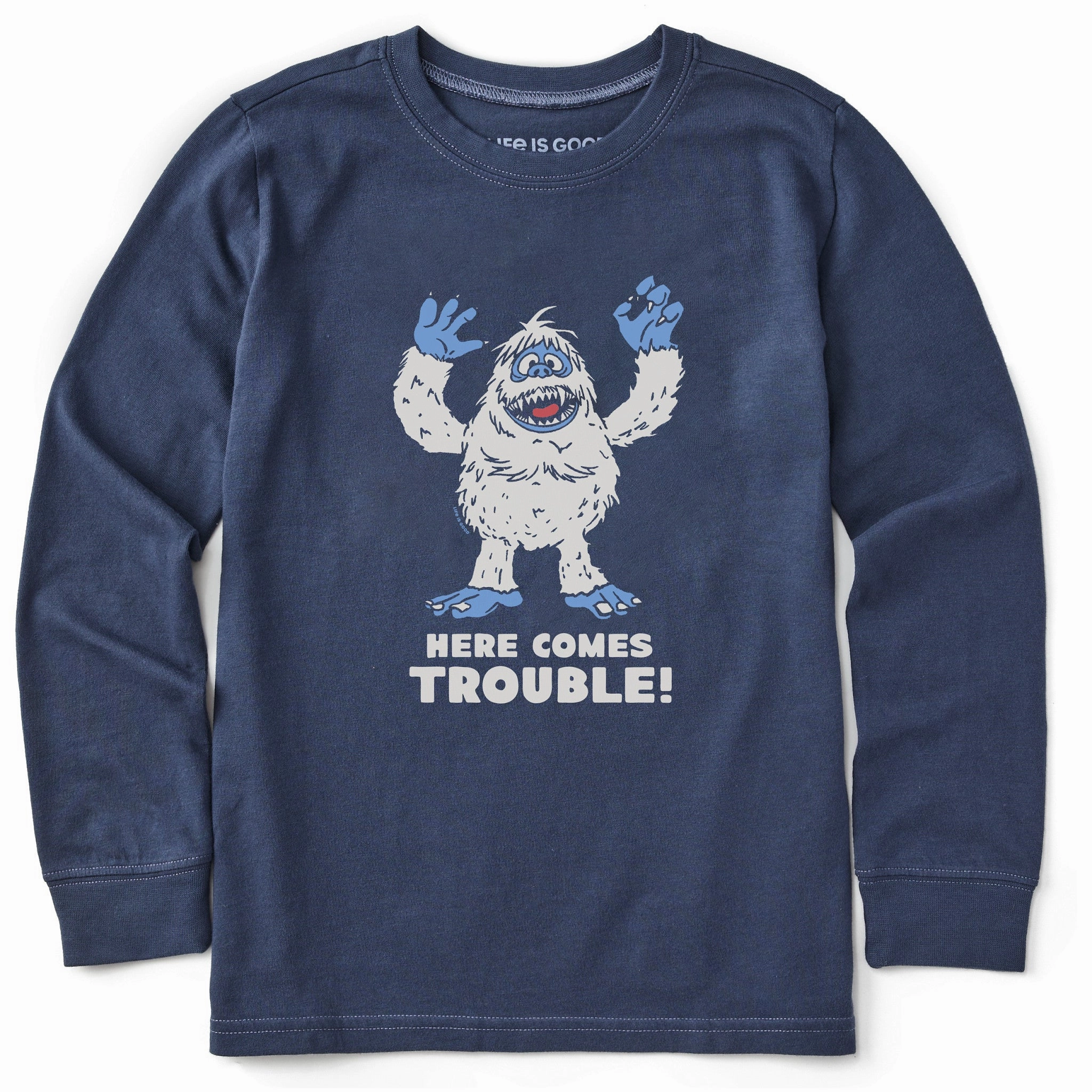 Kids Bumble Here Comes Trouble Long Sleeve Crusher Tee Comfy Layer Wear