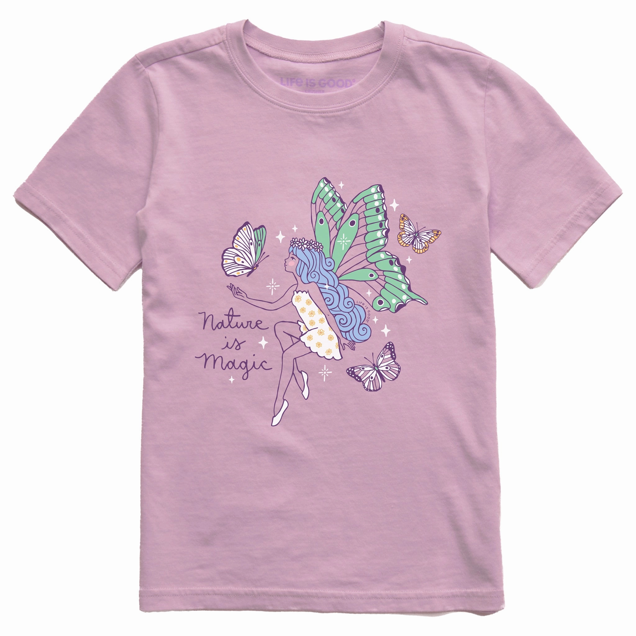 Holiday Trend Quality Comfort Kids Butterfly Fairy Nature is Magic Short Sleeve Crusher Tee